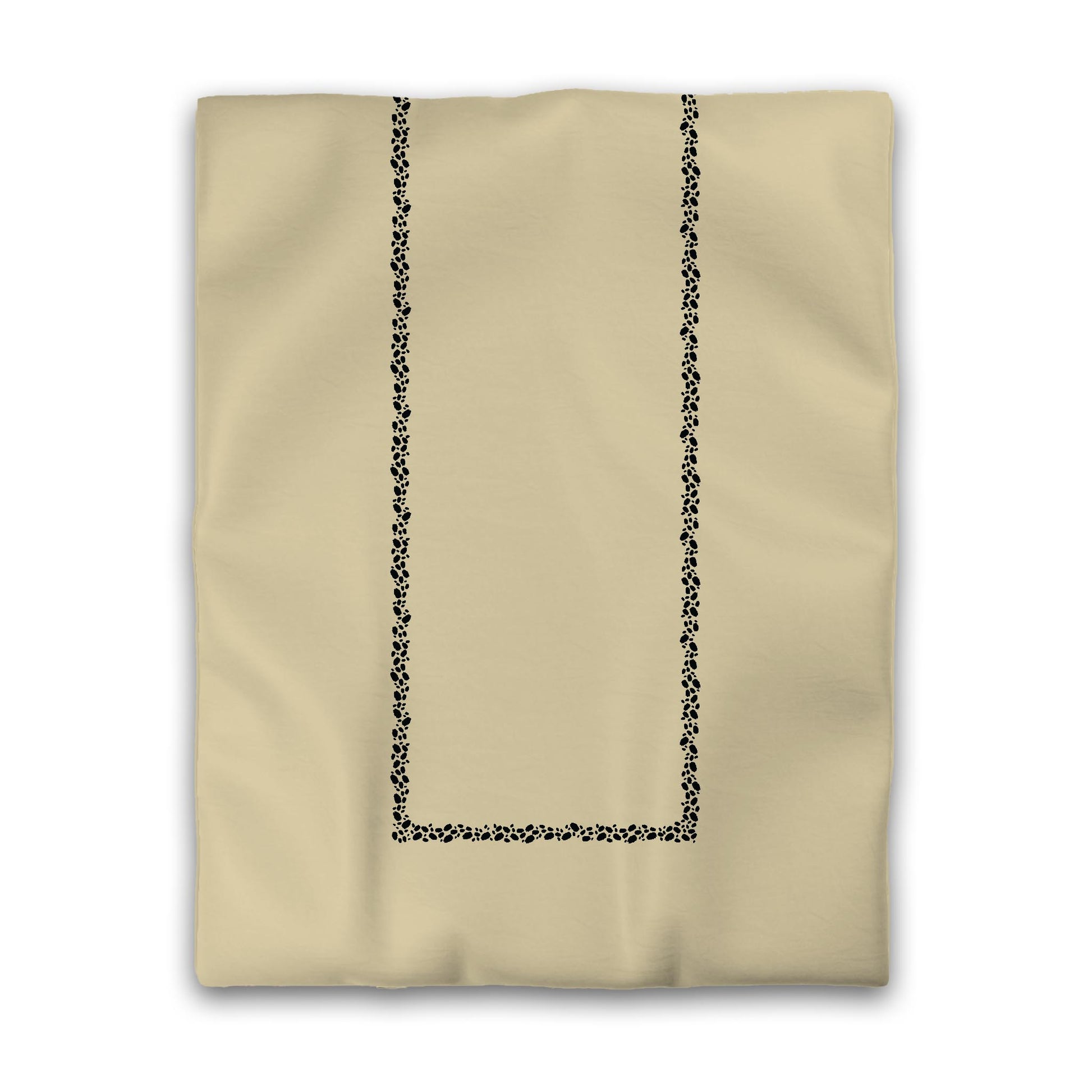Desert Sand Cotton Sateen Duvet Cover, Black Hand-painted Dab Motif Print, Classic Border, Twin (width x length) 70 x 90 inches / 178 x 229 cm