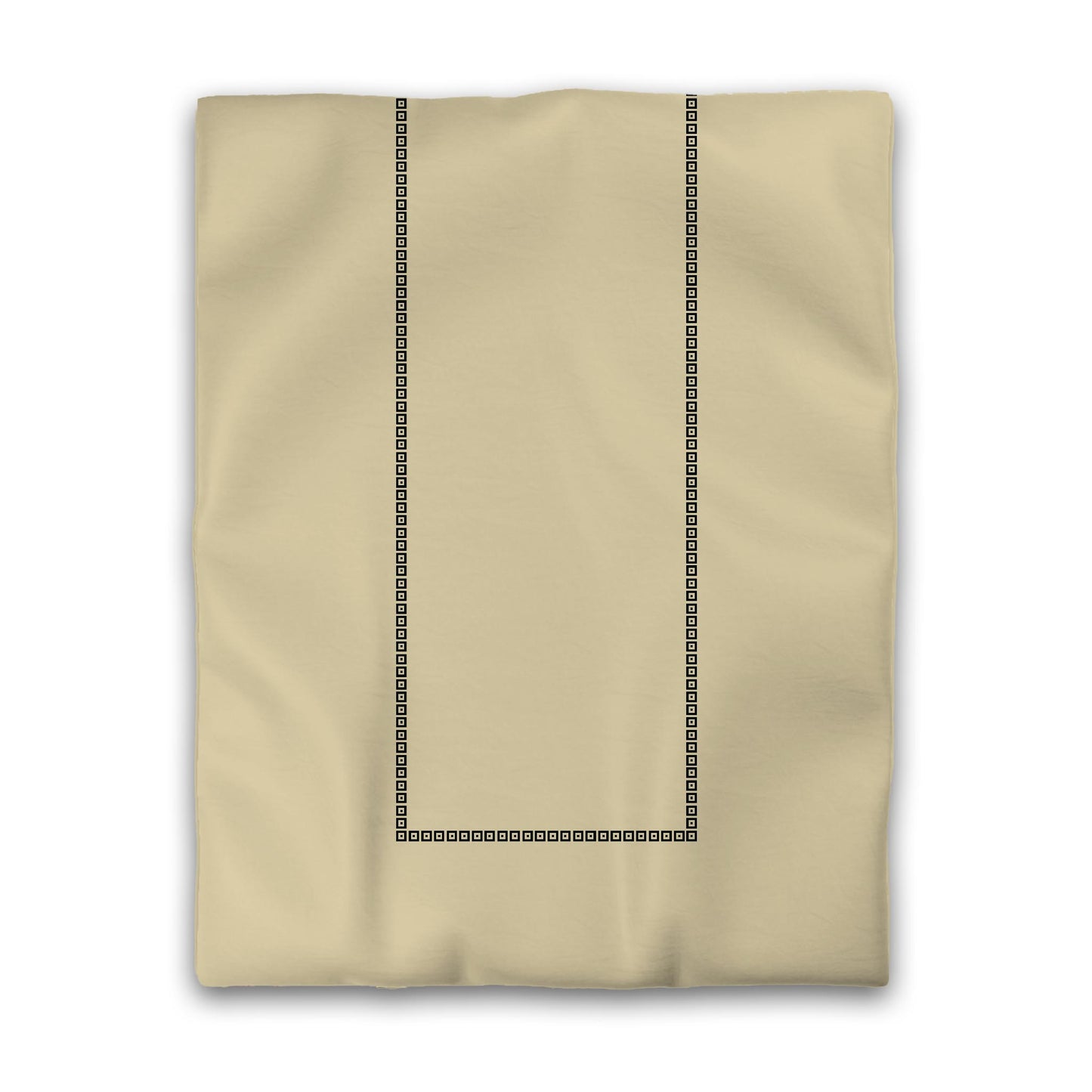 Tan Microfiber Duvet Cover, Black Repeating Square Motif Print, Classic Border | MFDU-1014-121