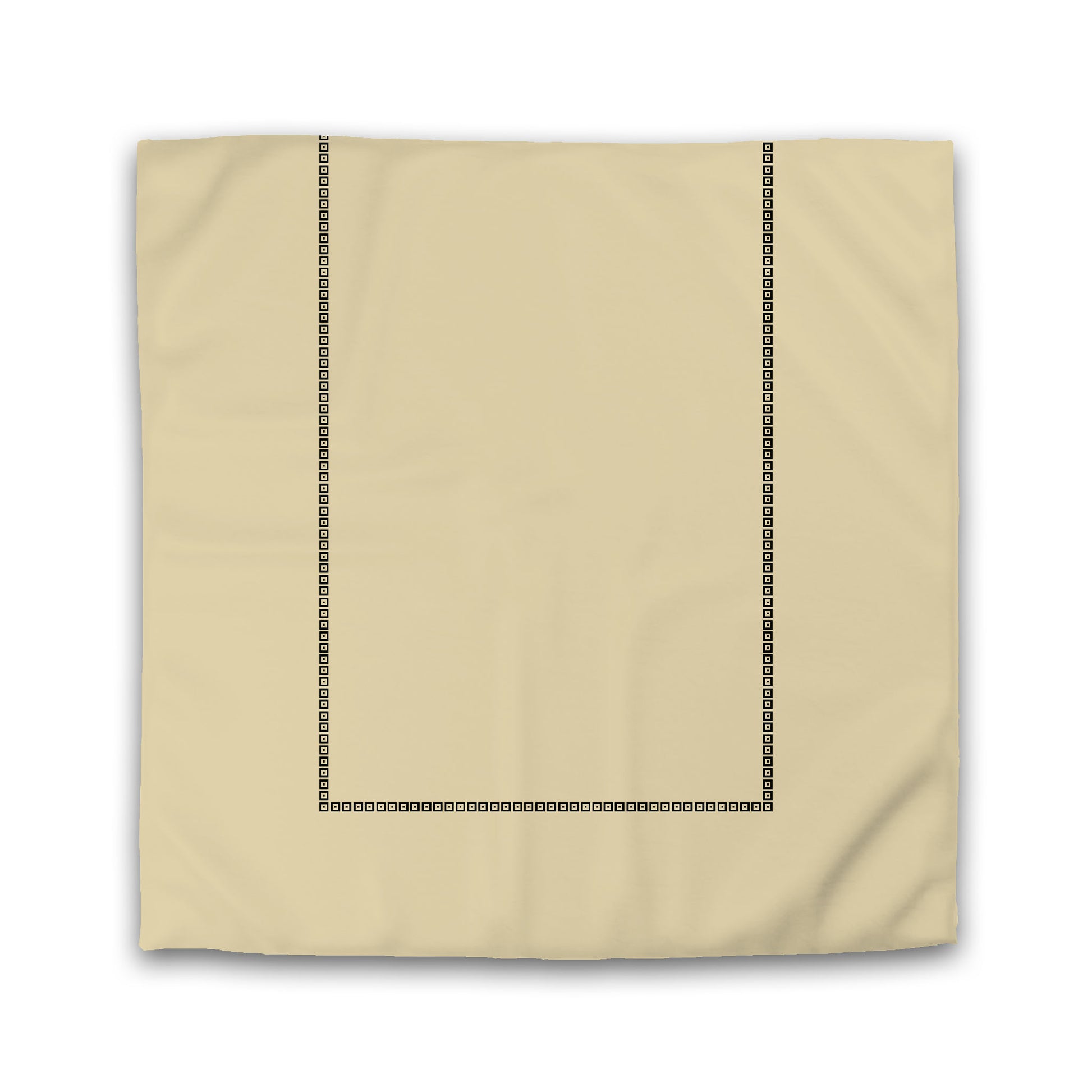 Tan Microfiber Duvet Cover, Black Repeating Squares Frieze Print | Queen - 88 x 88 inches