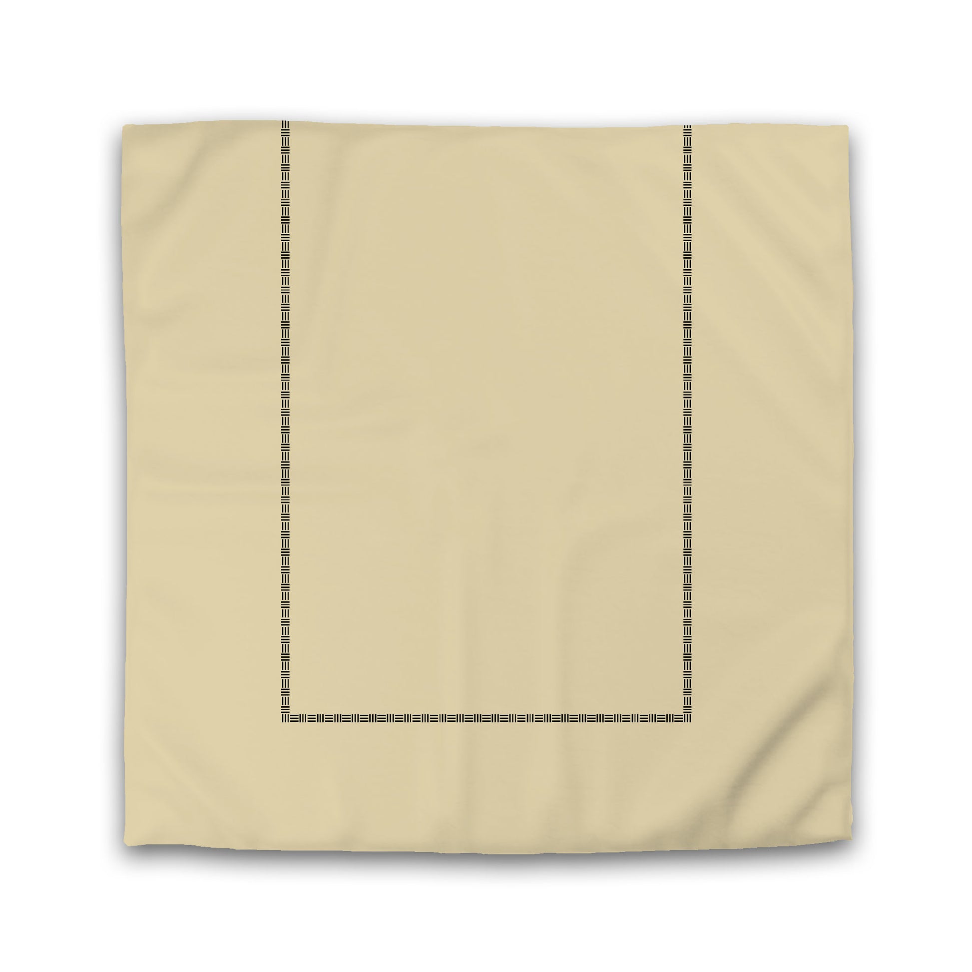 Tan Microfiber Duvet Cover, Black Narrow Weave Frieze Print | Queen - 88 x 88 inches