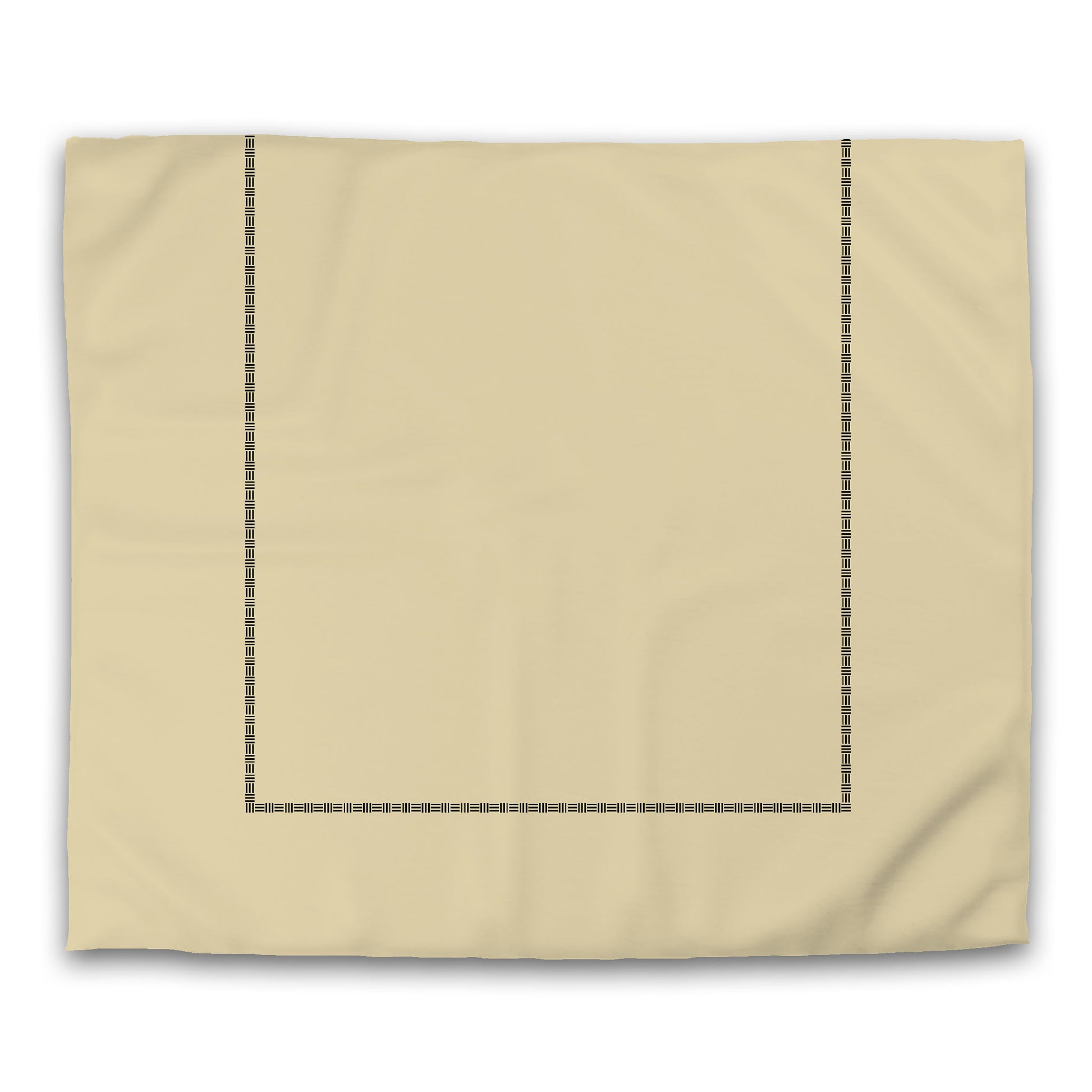 Desert Sand Cotton Sateen Duvet Cover, Black Single Weave Motif Print, Classic Border, King (width x length) 106 x 92 inches / 269 x  234 cm