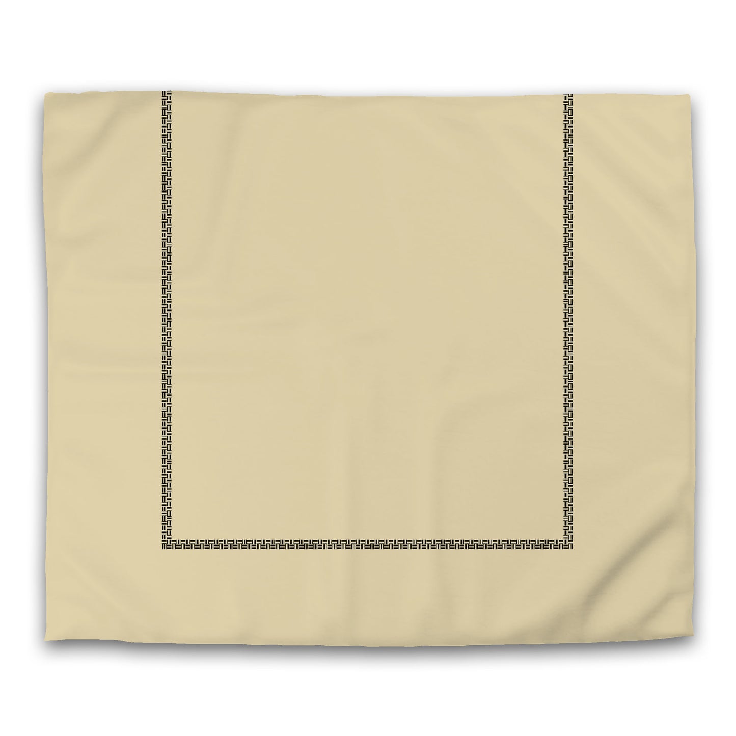 Desert Sand Cotton Sateen Duvet Cover, Black Double Weave Motif Print, Classic Border, King (width x length) 106 x 92 inches / 269 x  234 cm