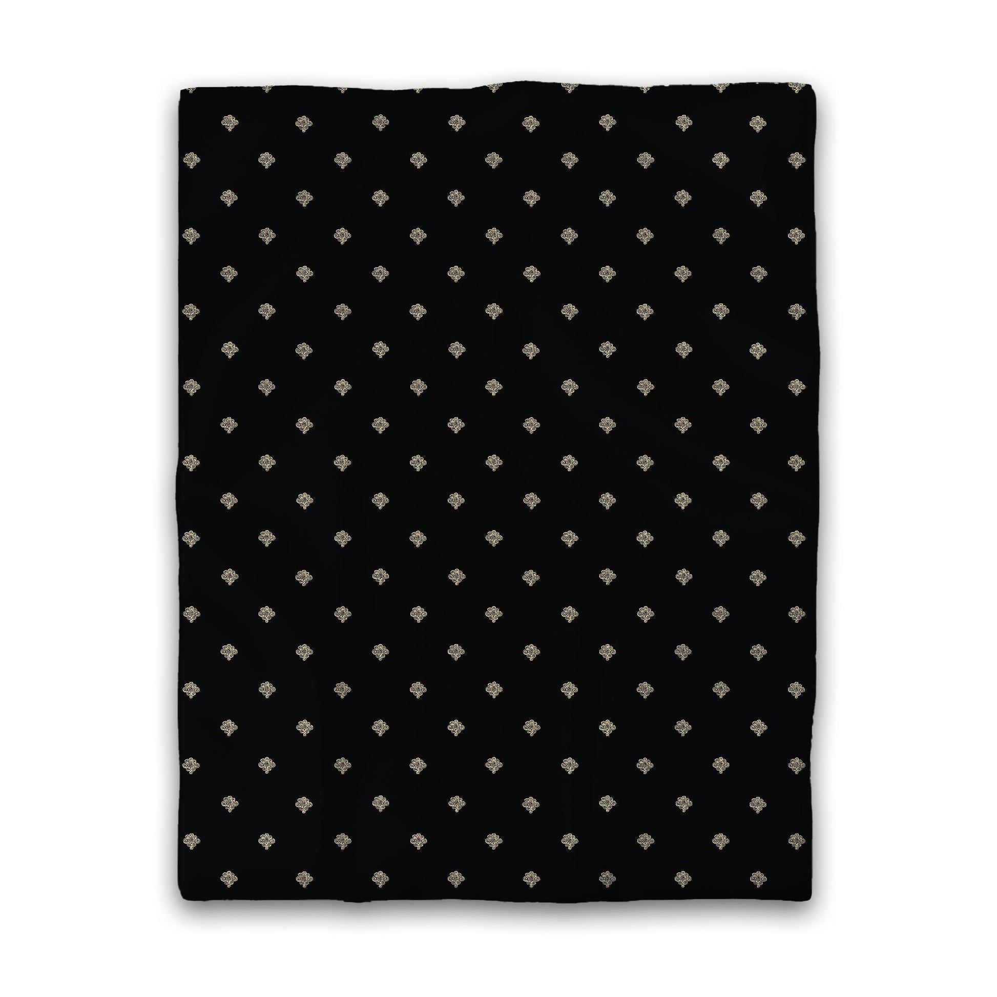 Black Cotton Sateen Duvet Cover, Desert Sand Hand-painted Swizzle Motif Print, Twin (width x length) 70 x 90 inches / 178 x 229 cm