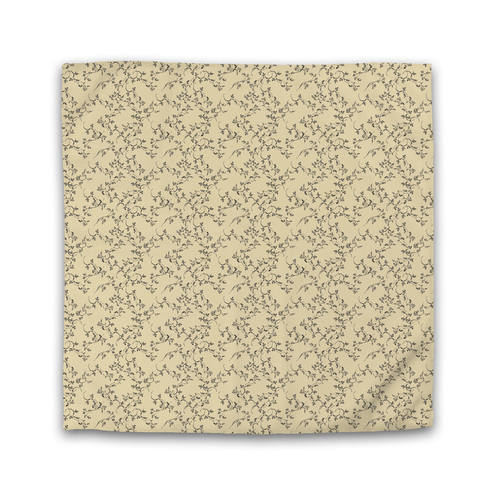 Tan Microfiber Duvet Cover, Black Hand-painted Vine Print | Queen - 88 x 88 inches