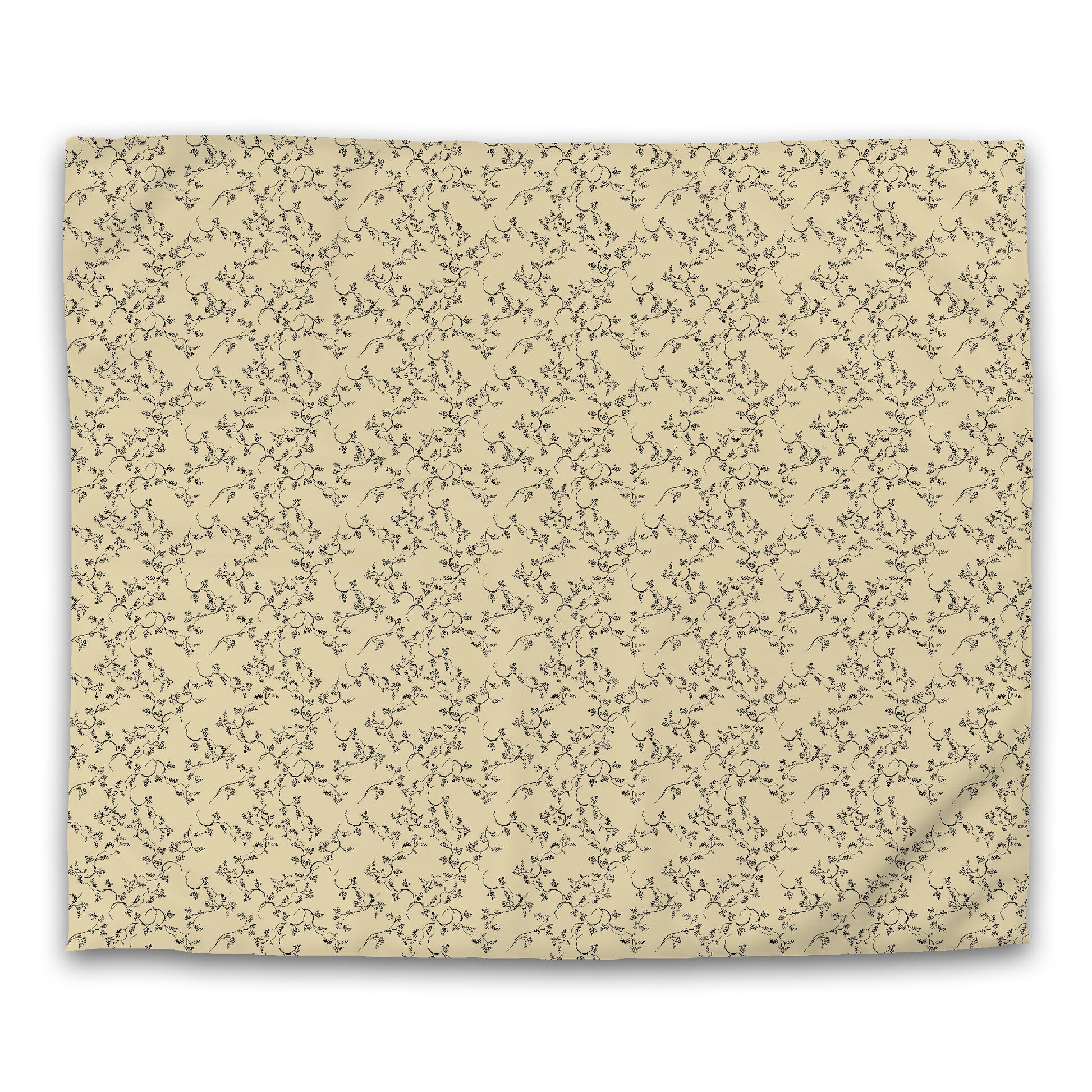Desert Sand Cotton Sateen Duvet Cover, Black Hand-painted Vine Print, King (width x length) 106 x 92 inches / 269 x  234 cm