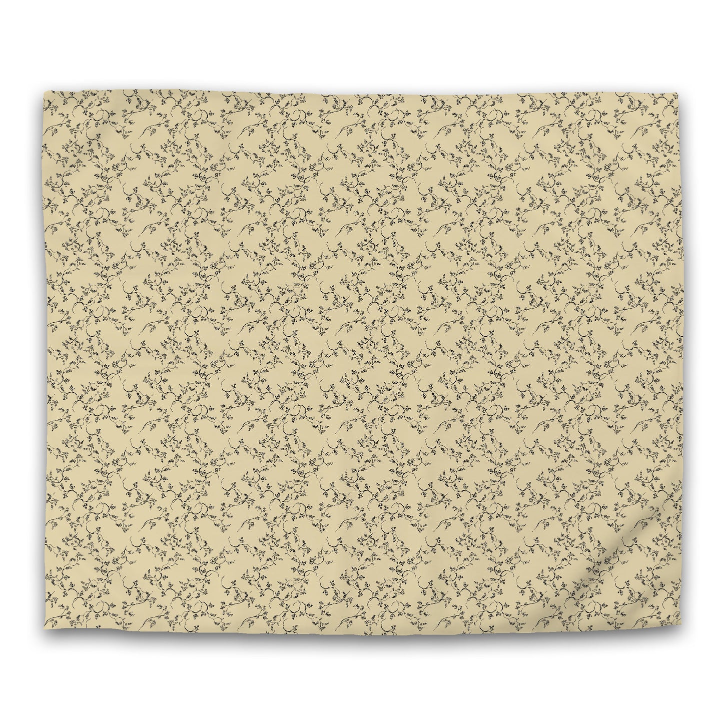 Desert Sand Microfiber Duvet Cover, Black Hand-painted Vine Print, King (width x length) 104 x 88 inches / 264 x 224 cm