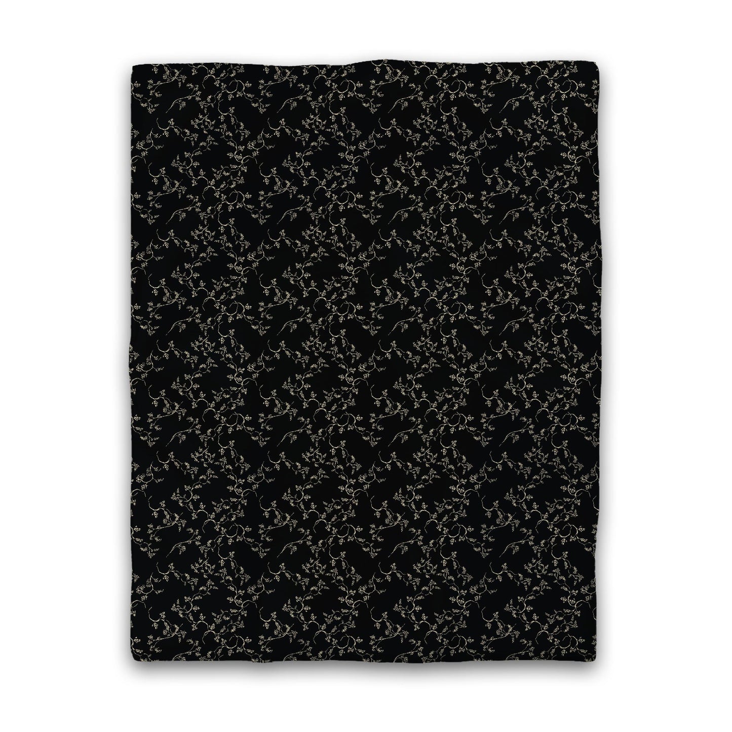 Black Microfiber Duvet Cover, Tan Hand-painted Vine Print | MFDU-1014-182