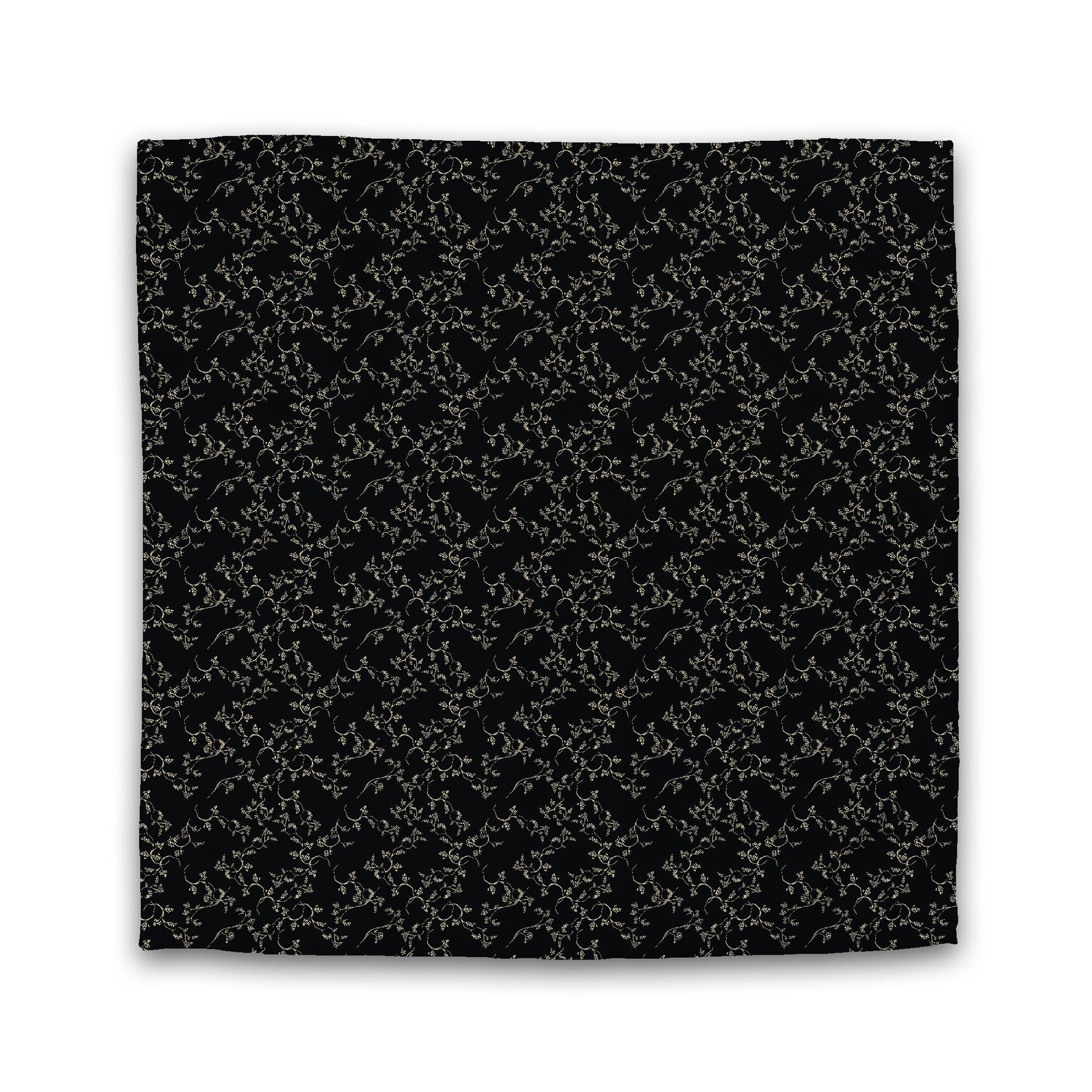 Black Microfiber Duvet Cover, Tan Hand-painted Vine Print | Queen - 88 x 88 inches