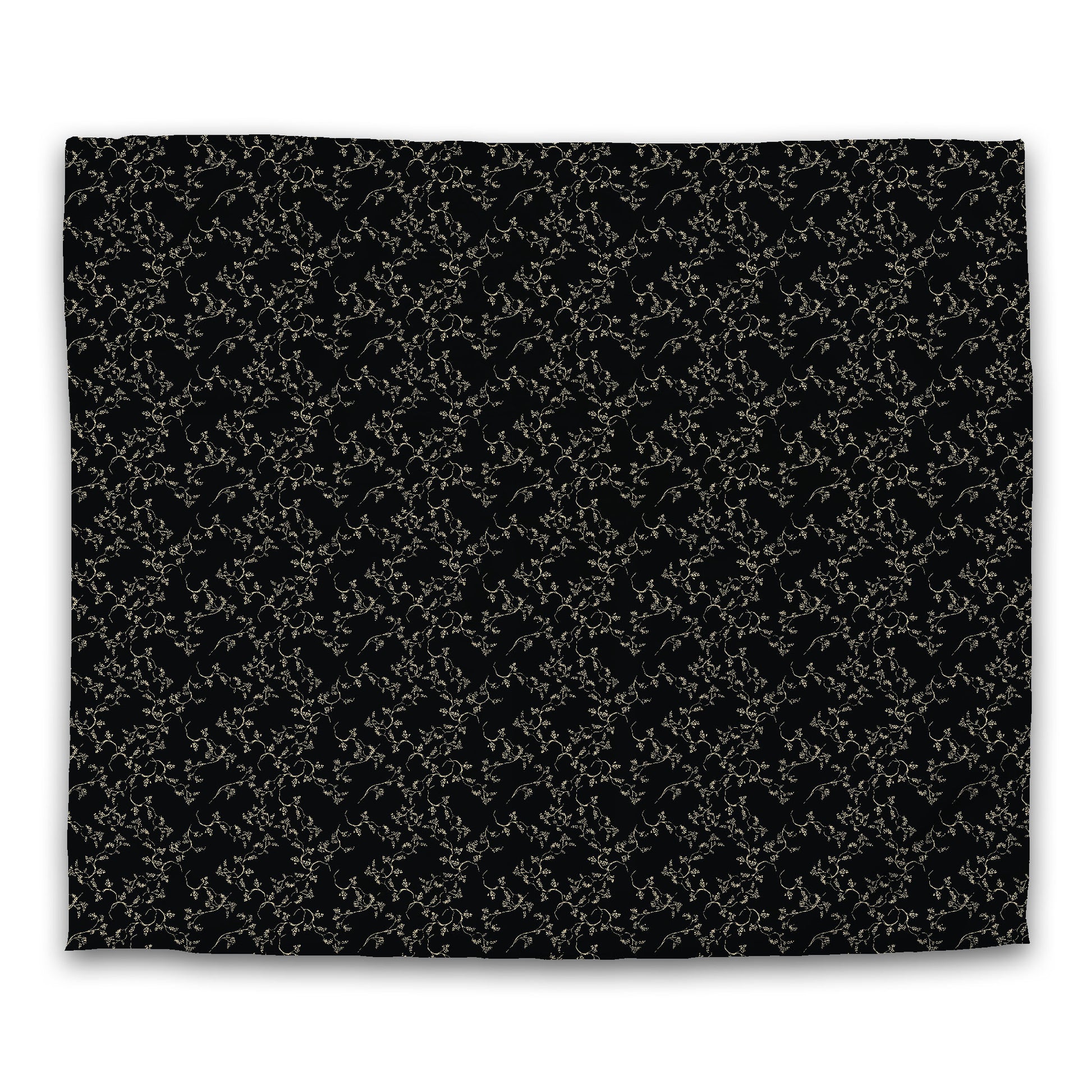 Black Cotton Sateen Duvet Cover, Desert Sand Hand-painted Vine Print, King (width x length) 106 x 92 inches / 269 x  234 cm