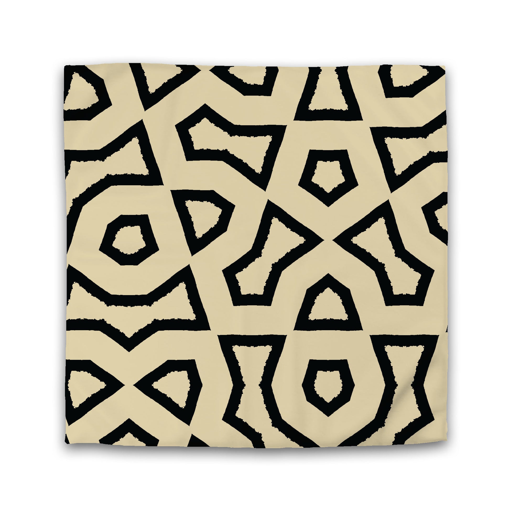 Tan Microfiber Duvet Cover with Black Labyrinth Print | Queen - 88 x 88 inches