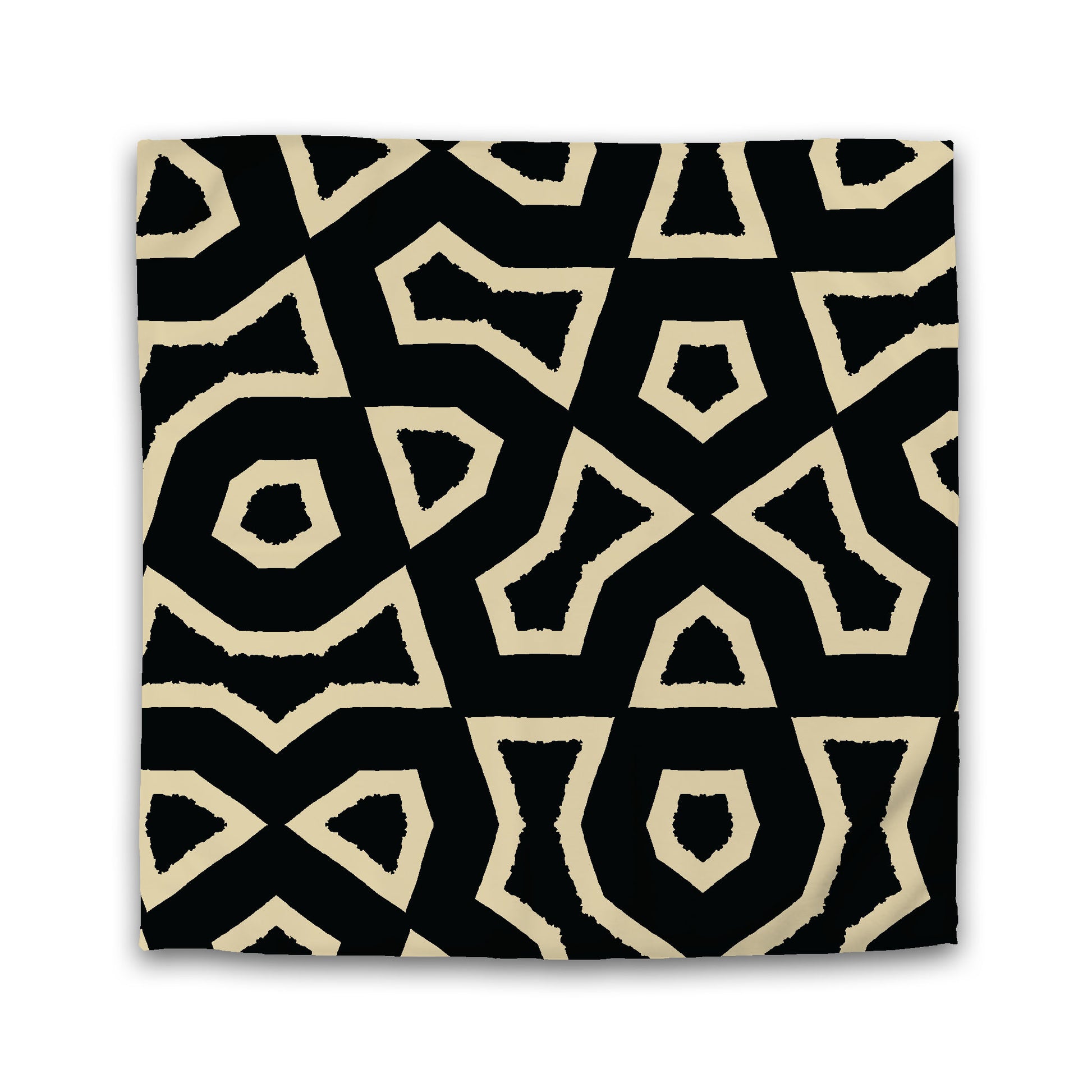 Black Microfiber Duvet Cover with Tan Labyrinth Print | Queen - 88 x 88 inches