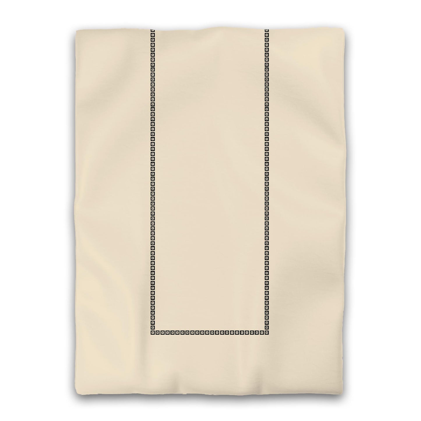 Beige Microfiber Duvet Cover, Black Repeating Square Motif Print, Classic Border, Twin (width x length) 68 x 88 inches / 173 x 224 cm