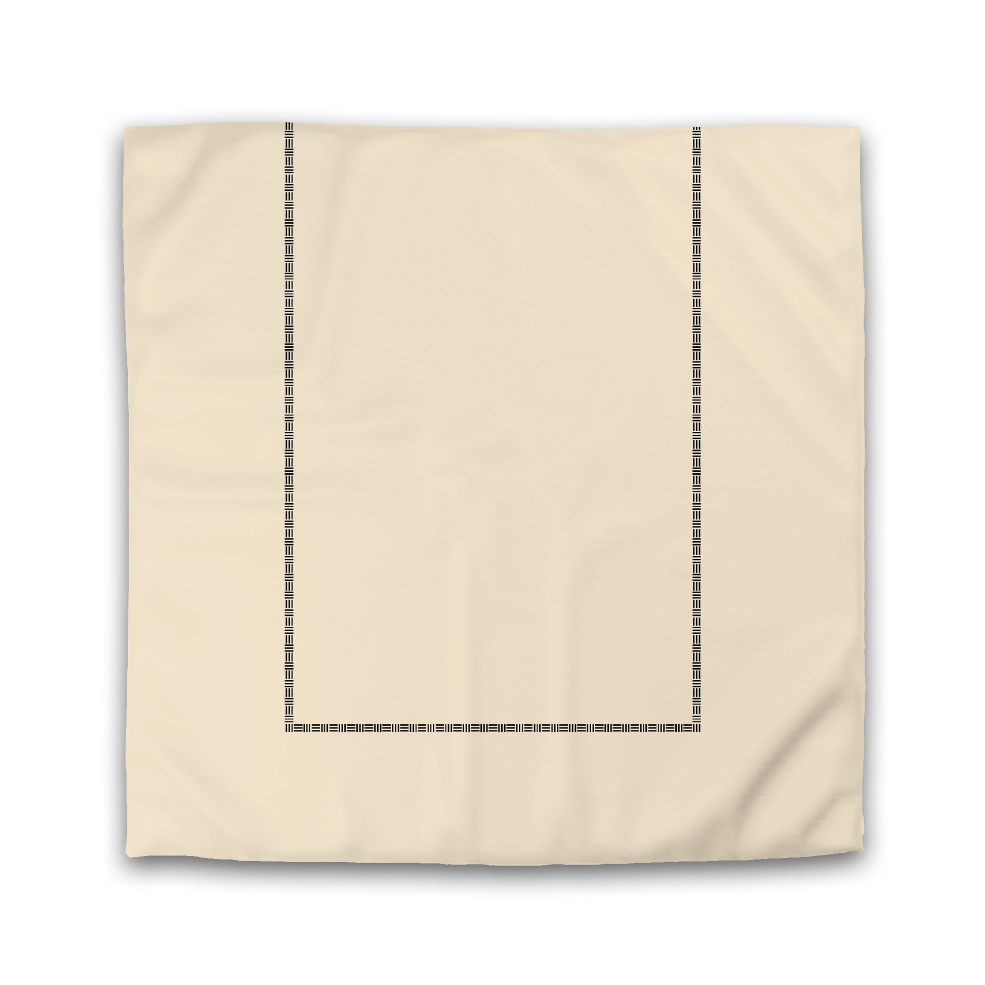 Beige Microfiber Duvet Cover, Black Narrow Weave Frieze Print | Queen - 88 x 88 inches