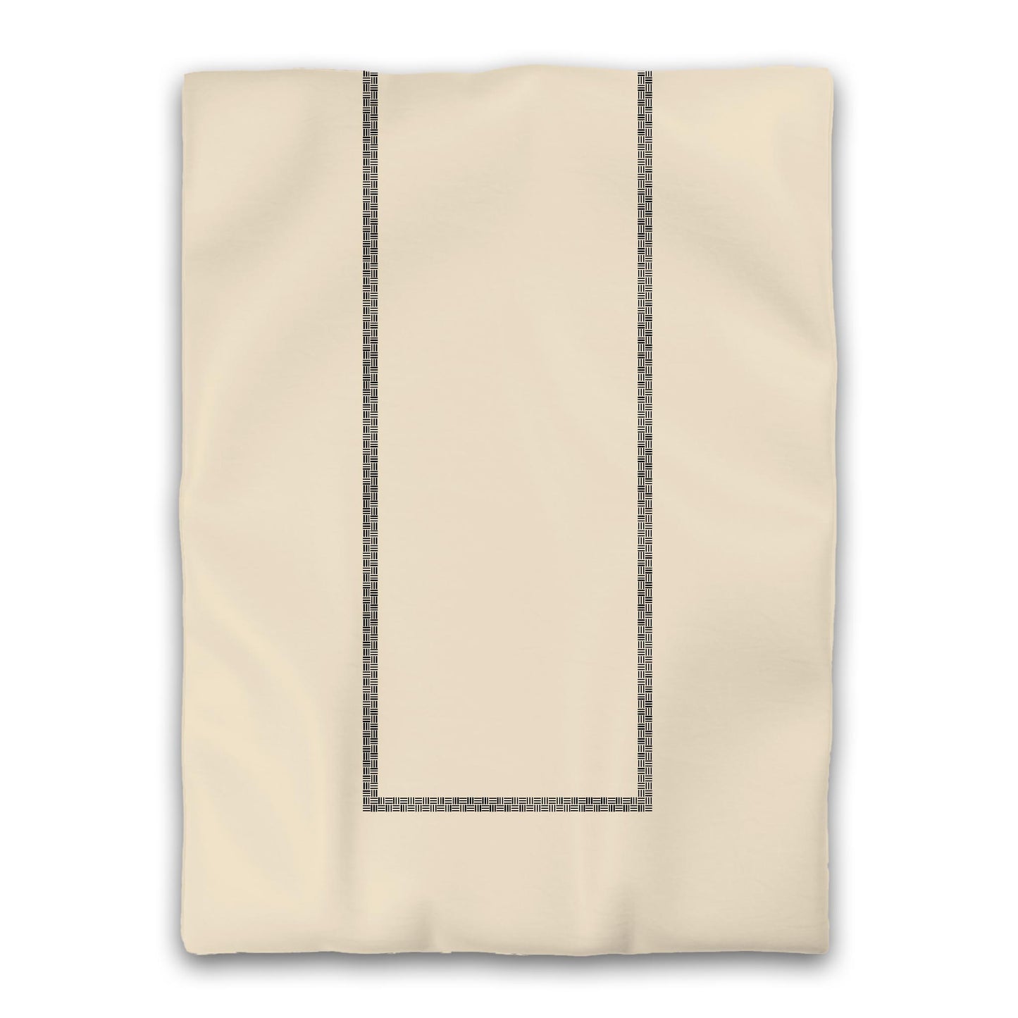 Beige Microfiber Duvet Cover, Black Double Weave Motif Print, Classic Border, Twin (width x length) 68 x 88 inches / 173 x 224 cm
