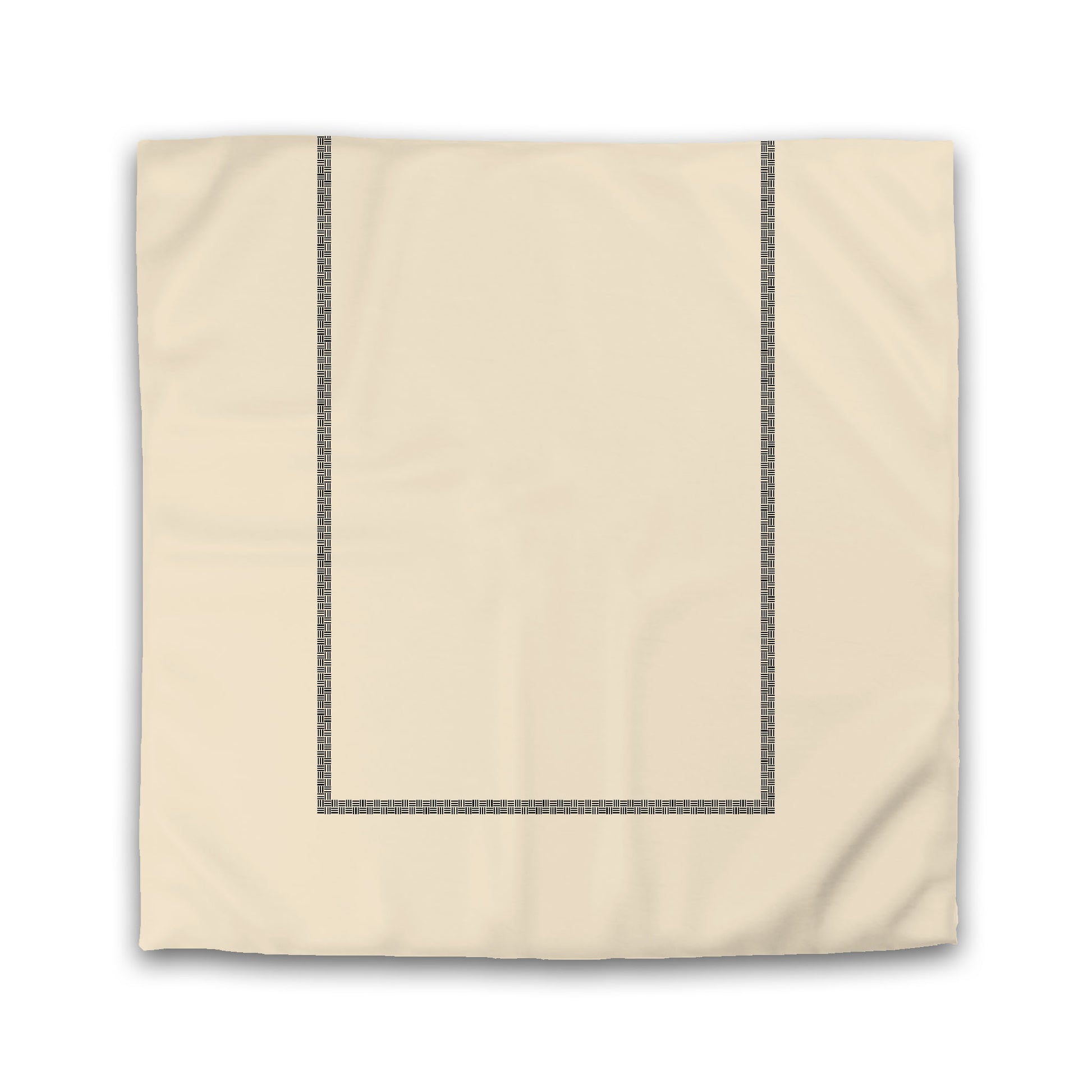 Beige Microfiber Duvet Cover, Black Wide Weave Frieze Print | Queen - 88 x 88 inches