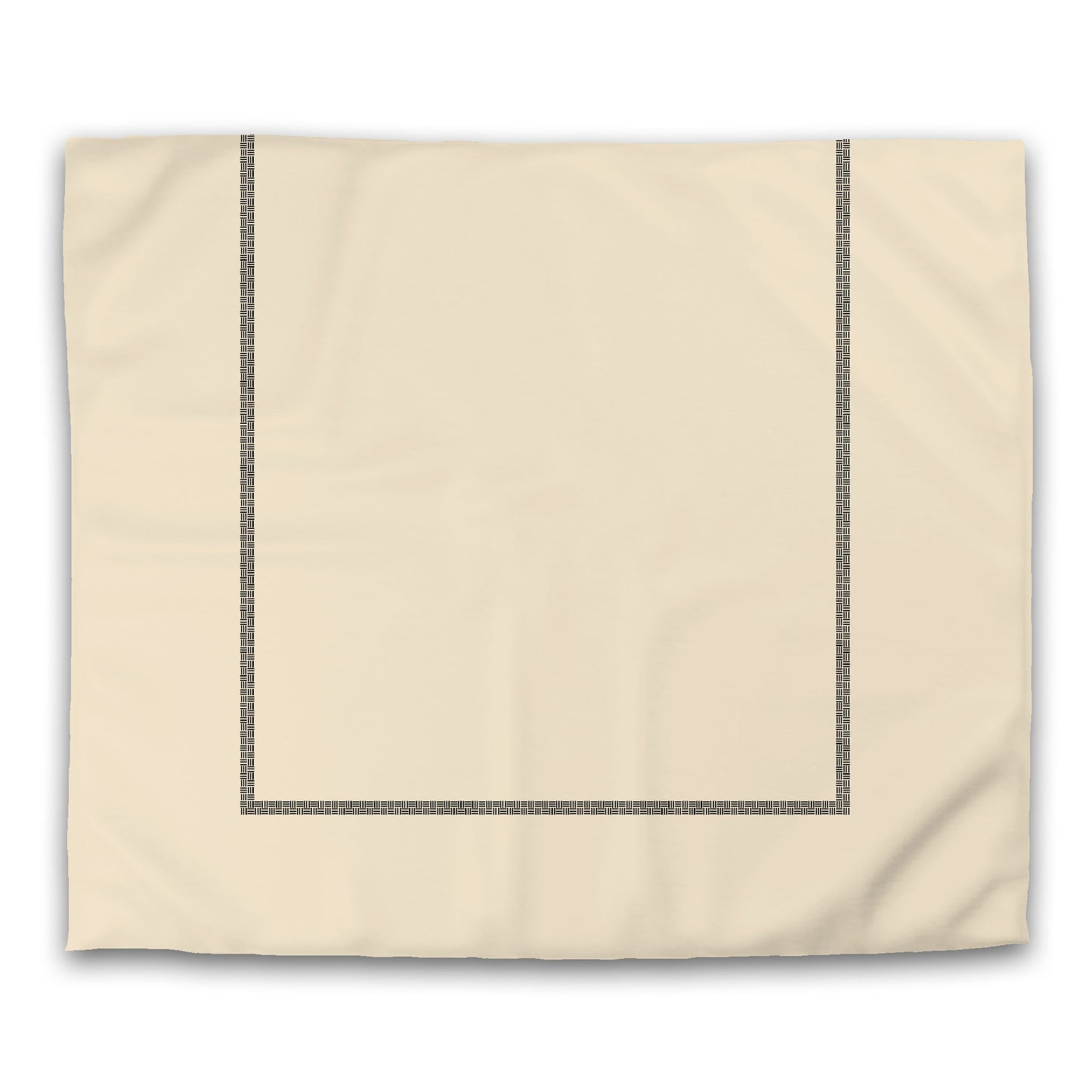 Beige Microfiber Duvet Cover, Black Double Weave Motif Print, Classic Border, King (width x length) 104 x 88 inches / 264 x 224 cm