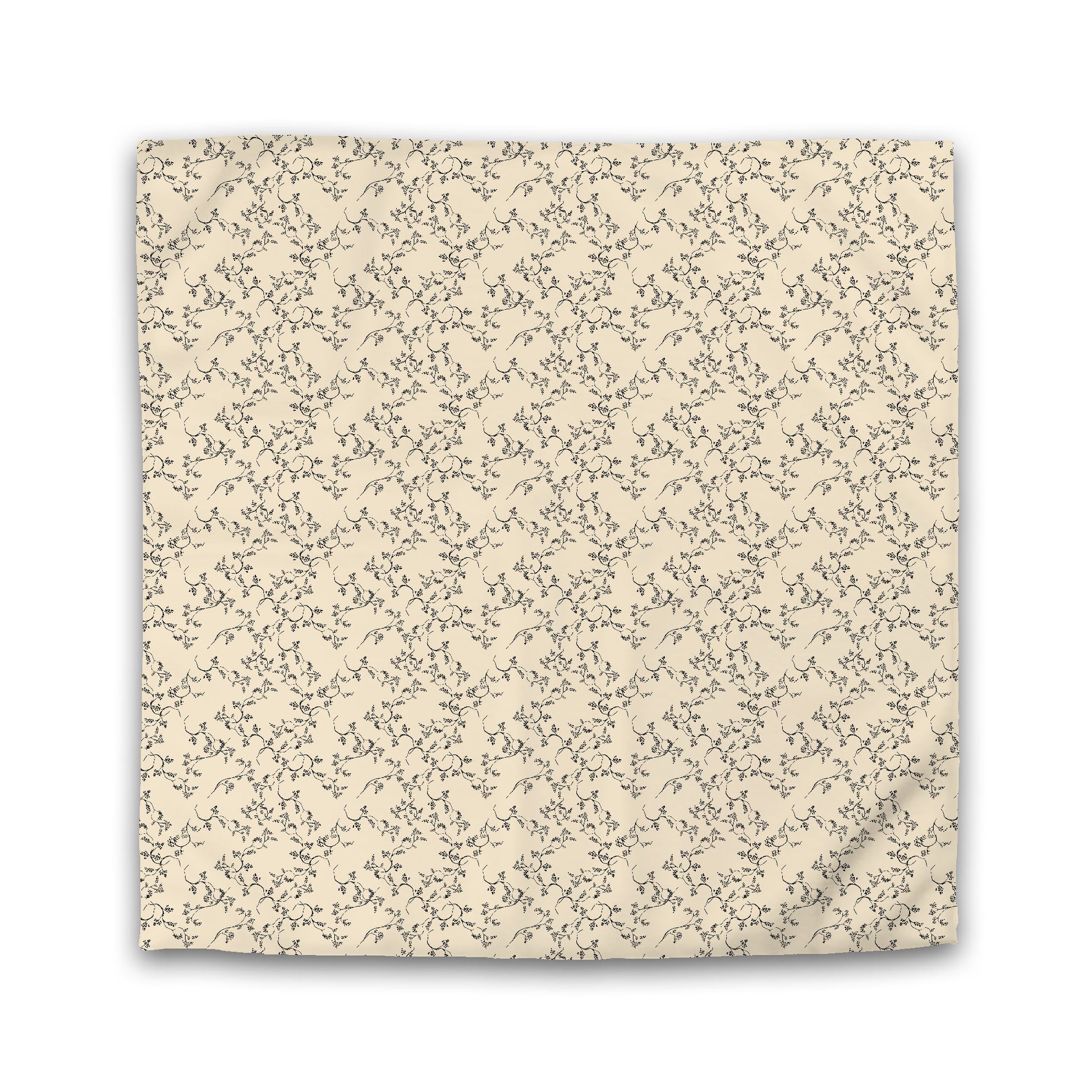 Beige Microfiber Duvet Cover, Black Hand-painted Vine Print | Queen - 88 x 88 inches