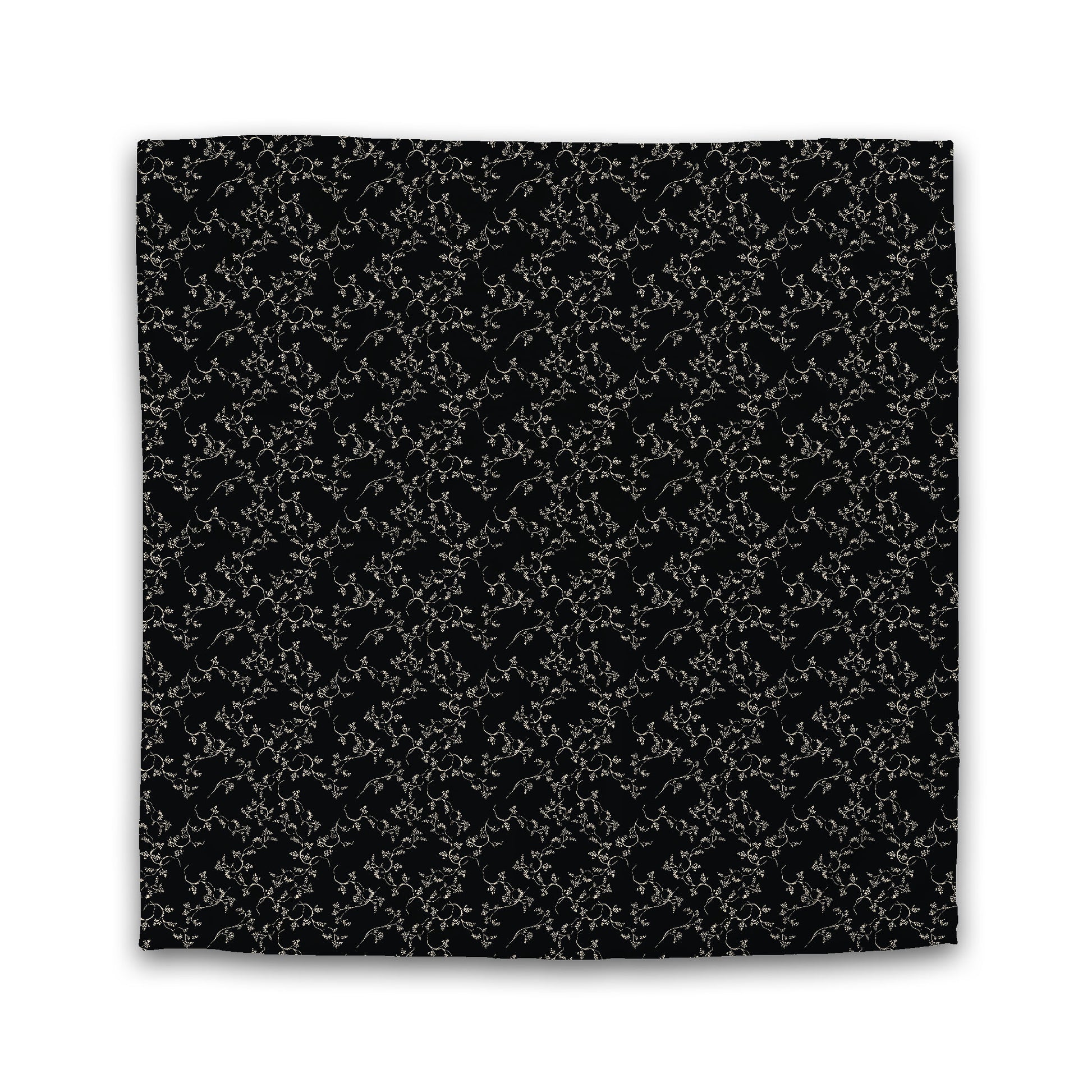 Black Microfiber Duvet Cover, Beige Hand-painted Vine Print | Queen - 88 x 88 inches