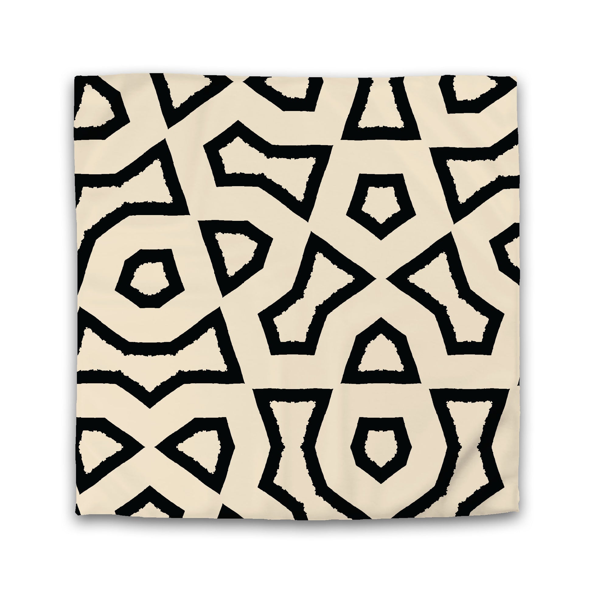 Beige Microfiber Duvet Cover with Black Labyrinth Print | Queen - 88 x 88 inches