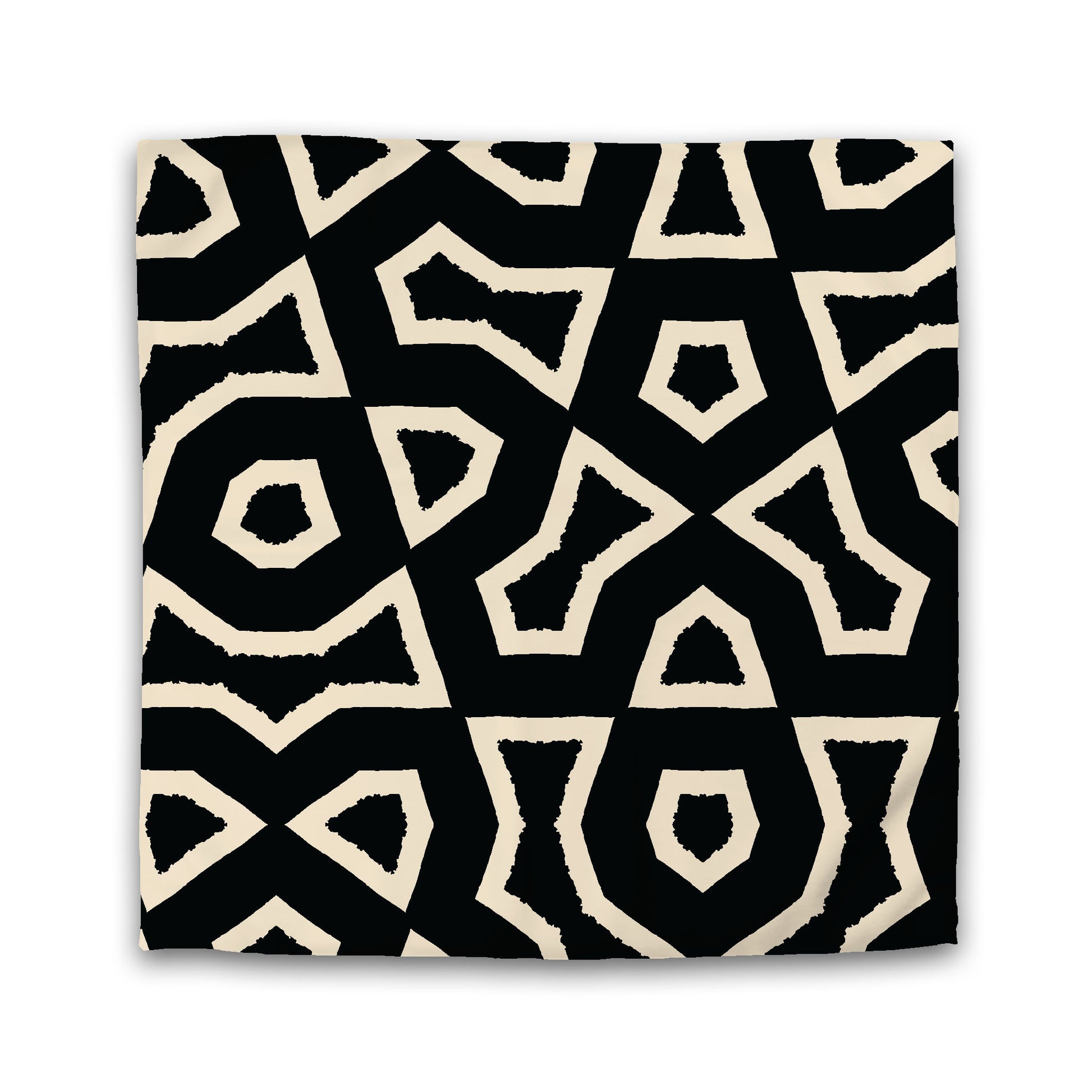 Black Microfiber Duvet Cover with Beige Labyrinth Print | Queen - 88 x 88 inches