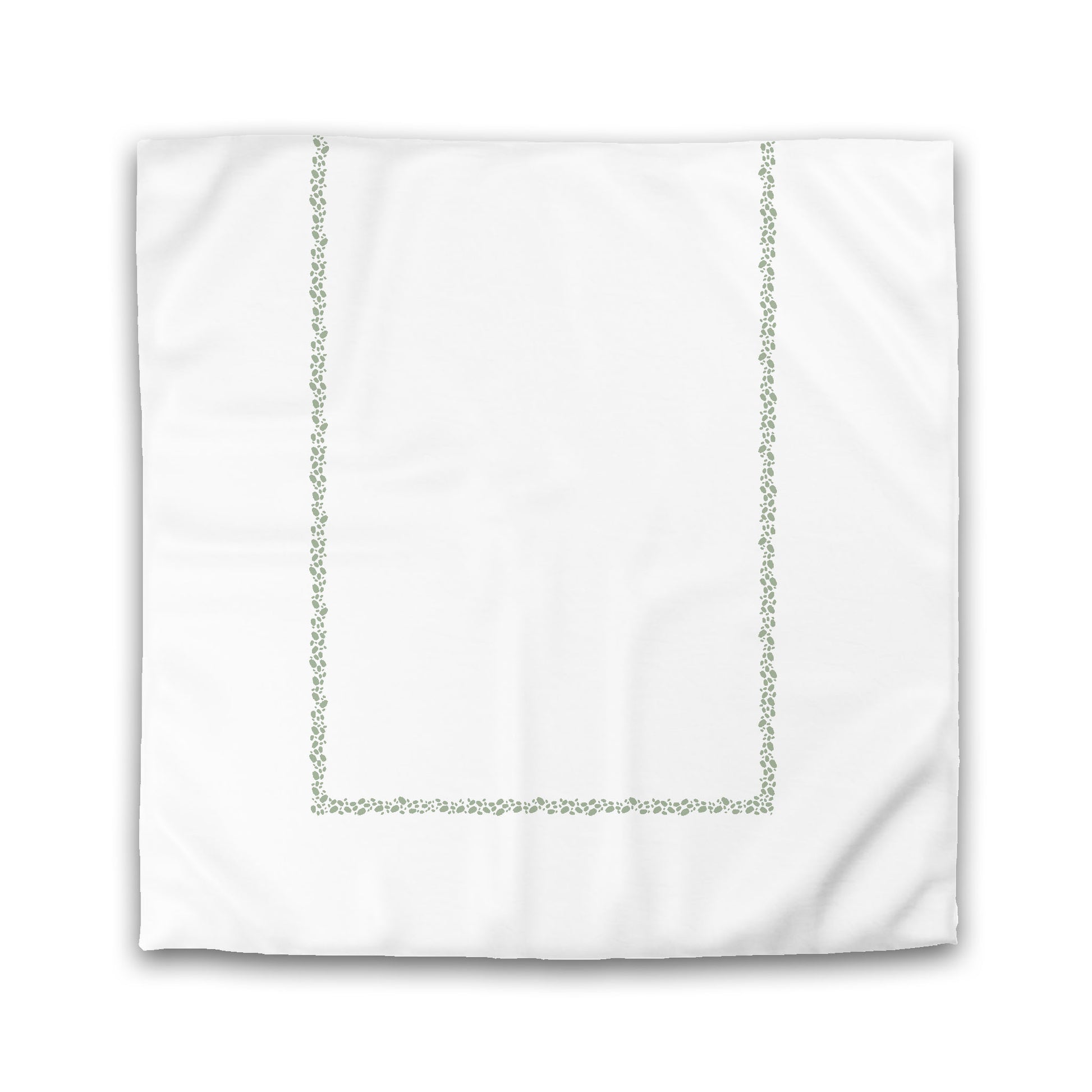 White Microfiber Duvet Cover, Green Hand-painted Dab Motif Print, Classic Border, King (width x length) 104 x 88 inches / 264 x 224 cm