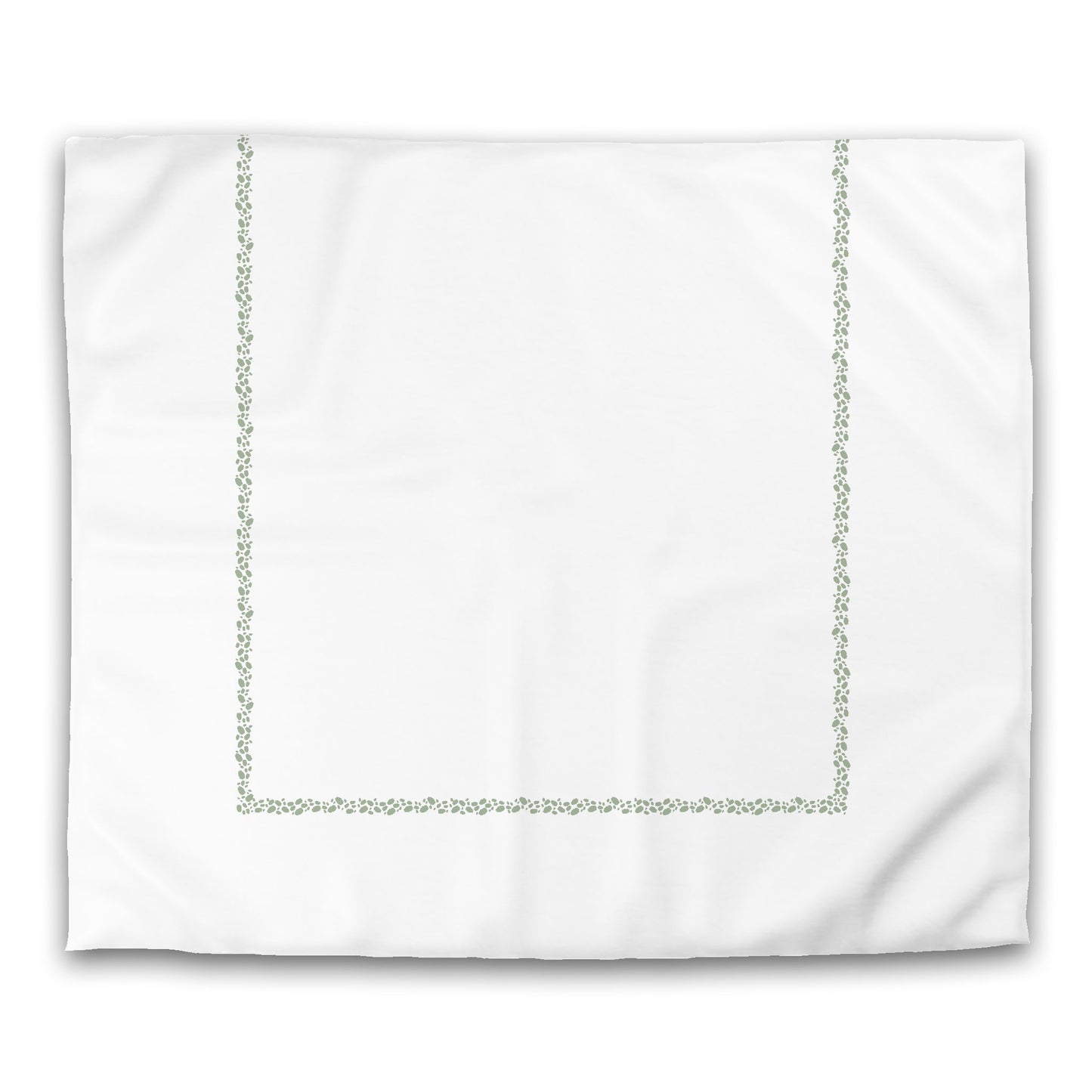 Off-white Cotton Sateen Duvet Cover, Green Hand-painted Dab Motif Print, Classic Border | CSDU-1052-091
