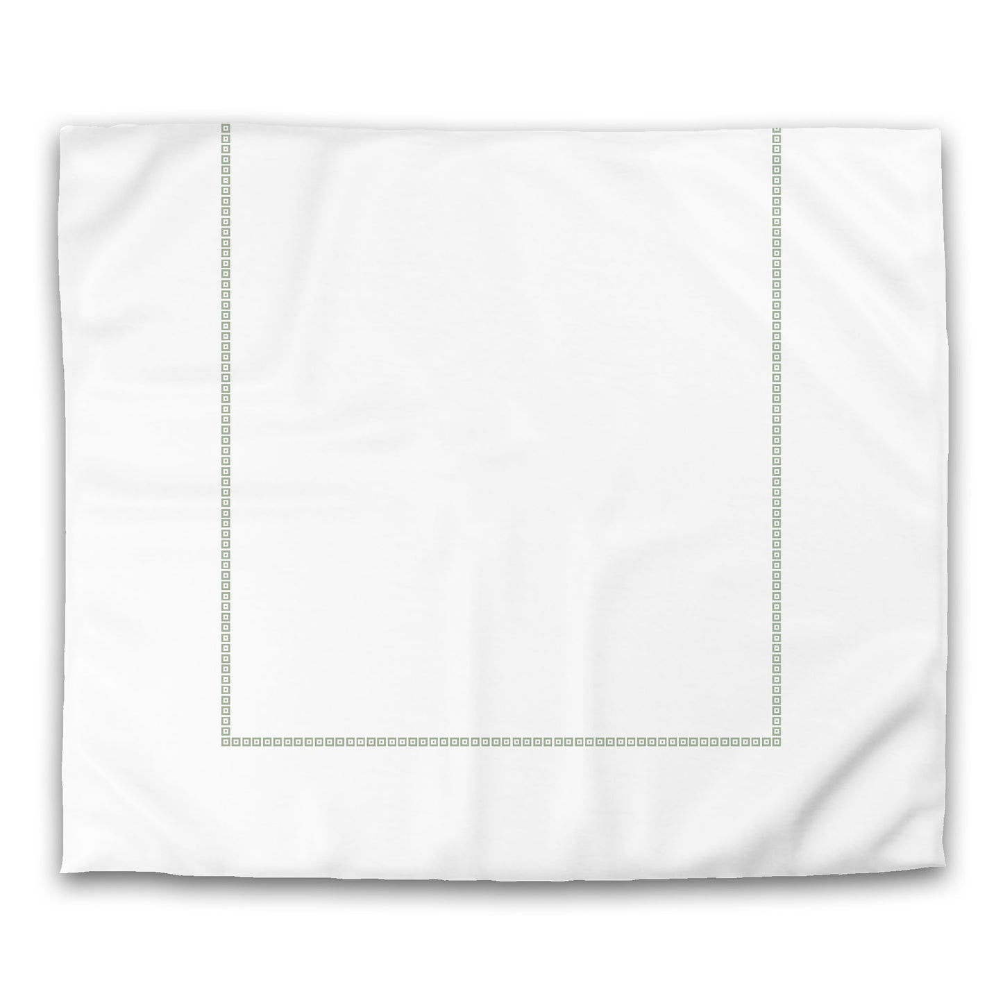 White Microfiber Duvet Cover, Green Repeating Square Motif Print, Classic Border | MFDU-1052-121