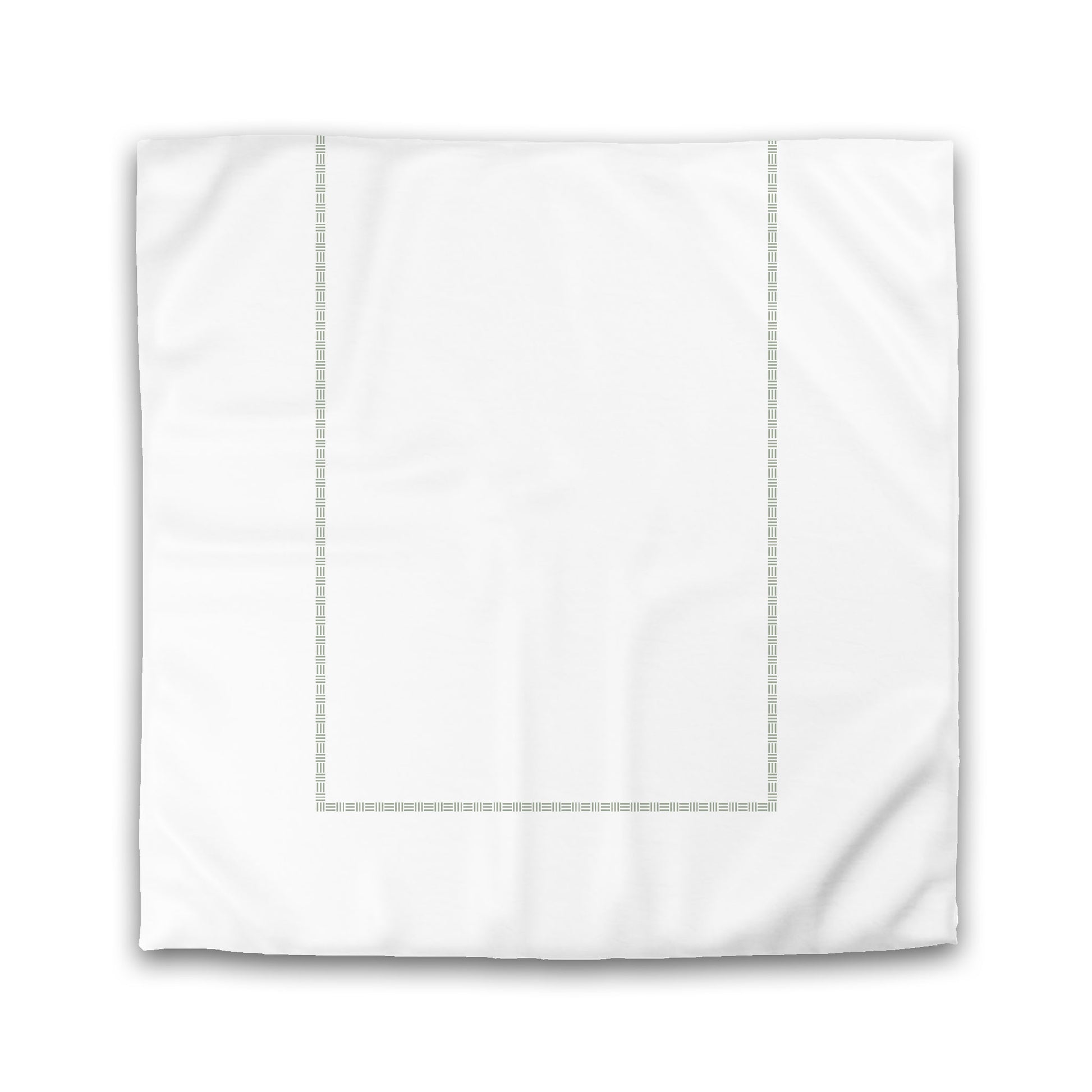 Off-white Cotton Sateen Duvet Cover, Green Single Weave Motif Print, Classic Border, King (width x length) 106 x 92 inches / 269 x  234 cm