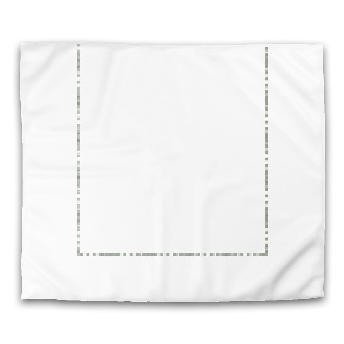 White Microfiber Duvet Cover, Green Single Weave Motif Print, Classic Border | MFDU-1052-141