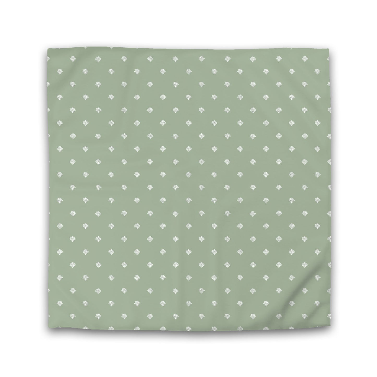 Green Cotton Sateen Duvet Cover, Off-white Hand-painted Swizzle Motif Print, King (width x length) 106 x 92 inches / 269 x  234 cm