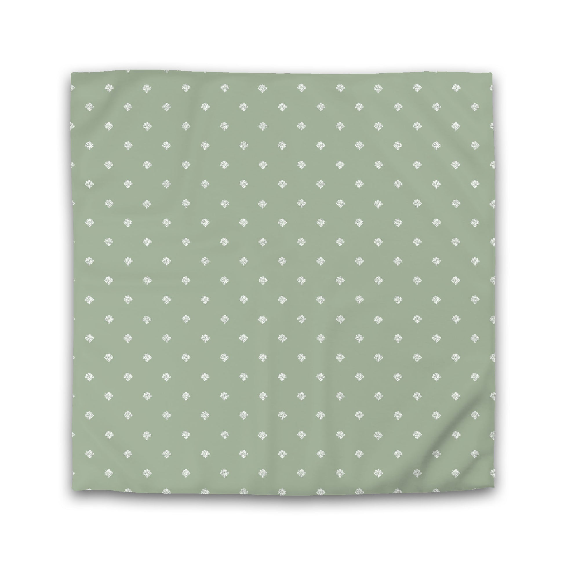 Green Microfiber Duvet Cover, White Hand-painted Swizzle Motif Print, King (width x length) 104 x 88 inches / 264 x 224 cm