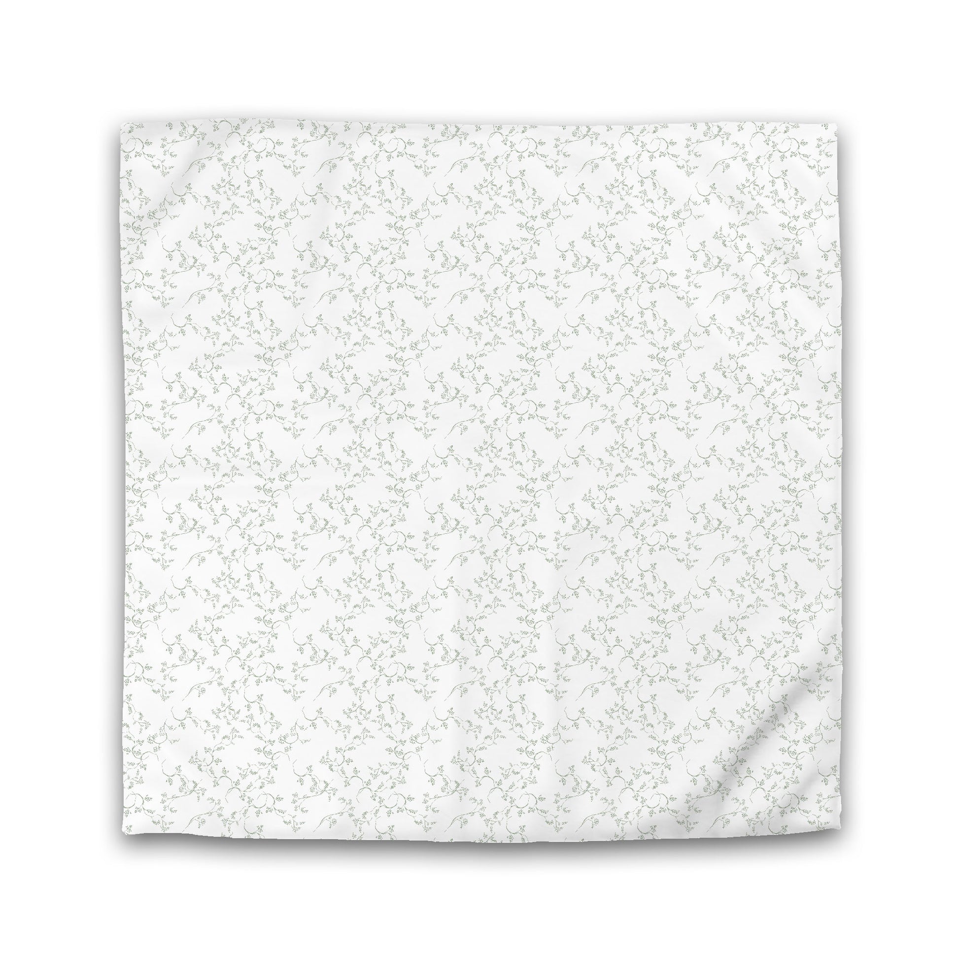White Microfiber Duvet Cover, Green Hand-painted Vine Print, King (width x length) 104 x 88 inches / 264 x 224 cm