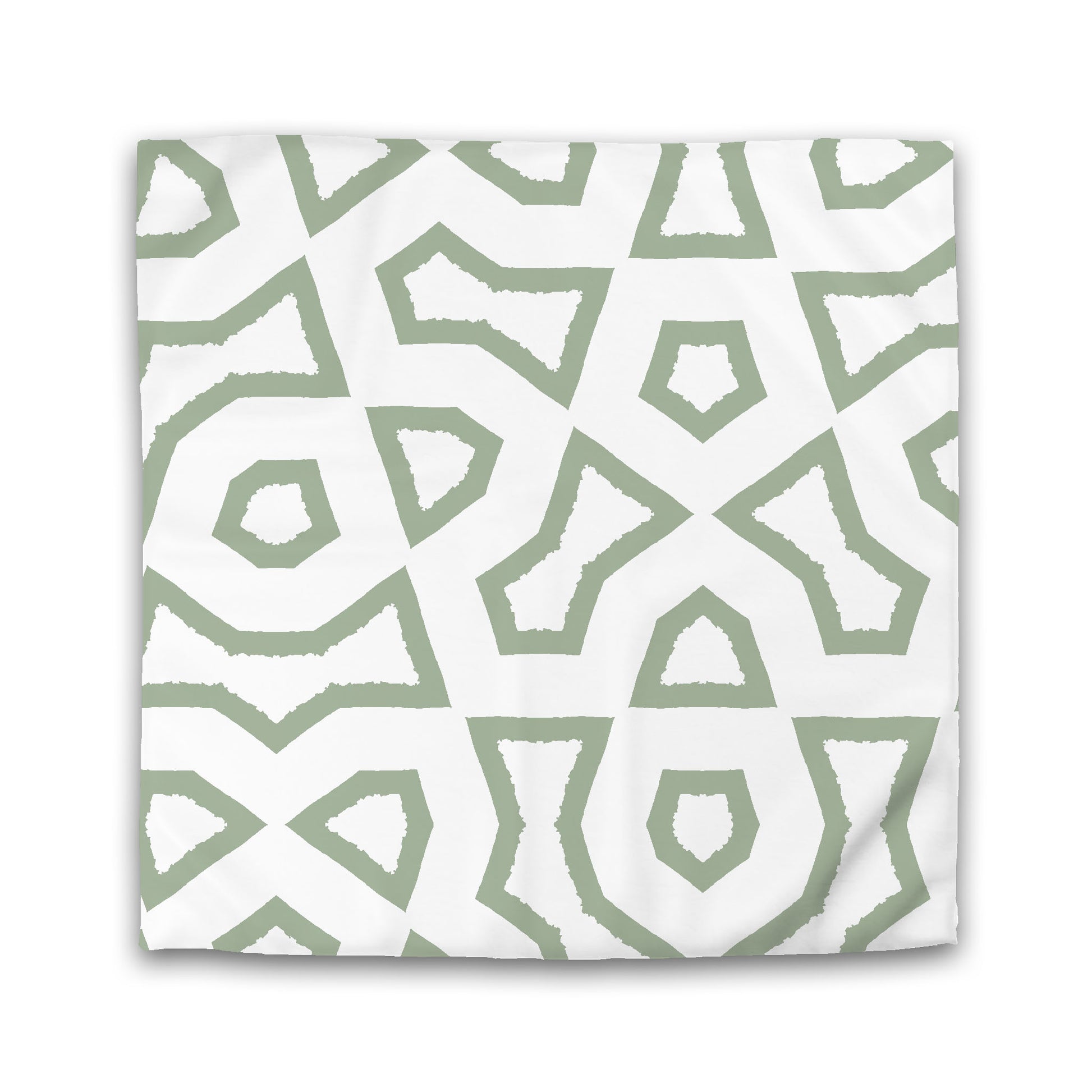 Off-white Cotton Sateen Duvet Cover, Bold Green Graphic, King (width x length) 106 x 92 inches / 269 x  234 cm