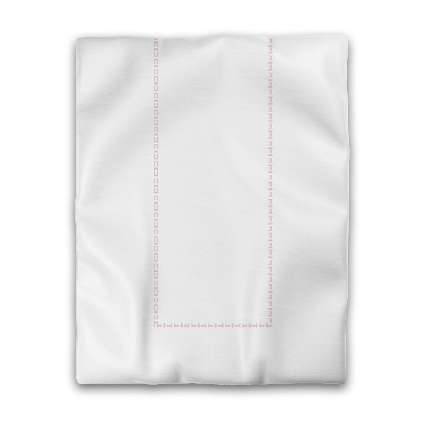 Off-white Cotton Sateen Duvet Cover, Pink Single Weave Motif Print, Classic Border, Twin (width x length) 70 x 90 inches / 178 x 229 cm