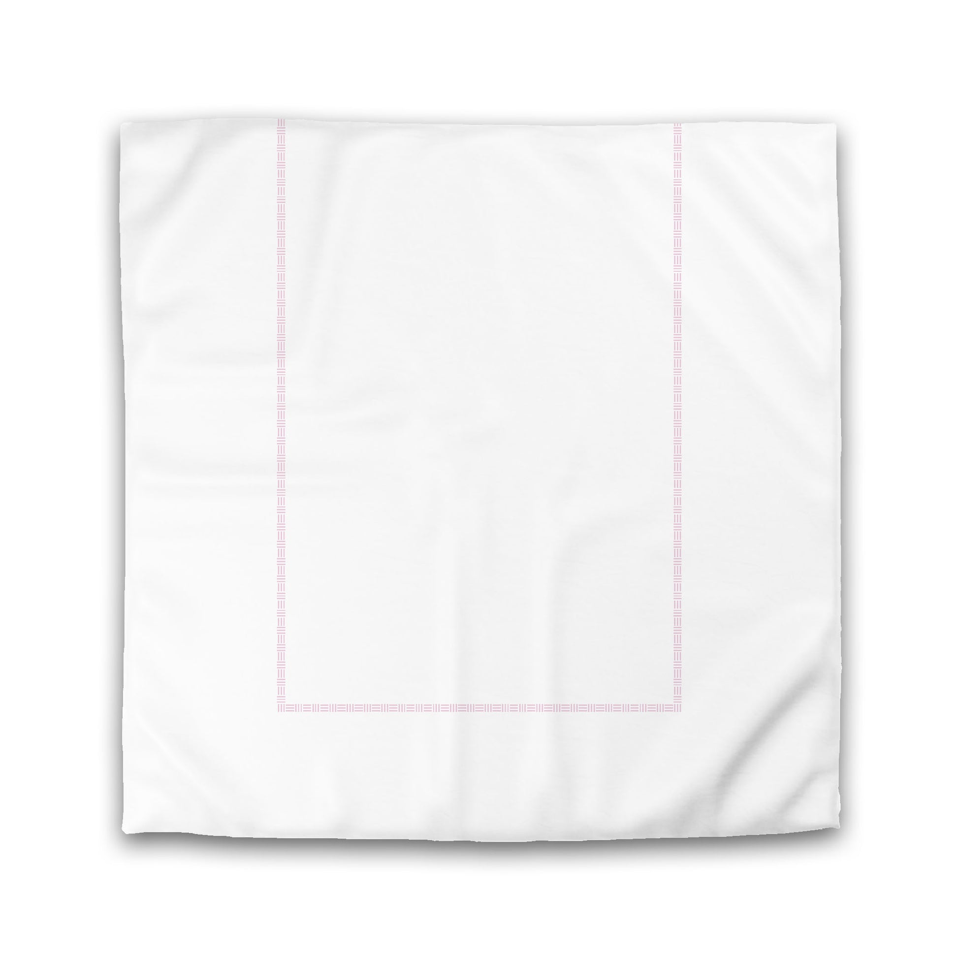 White Microfiber Duvet Cover, Pink Single Weave Motif Print, Classic Border, King (width x length) 104 x 88 inches / 264 x 224 cm