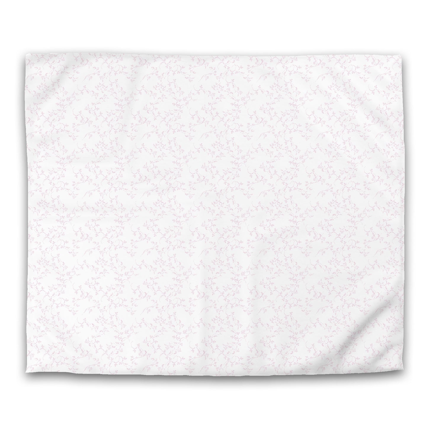 Off-white Cotton Sateen Duvet Cover, Pink Hand-painted Vine Print | CSDU-1081-181