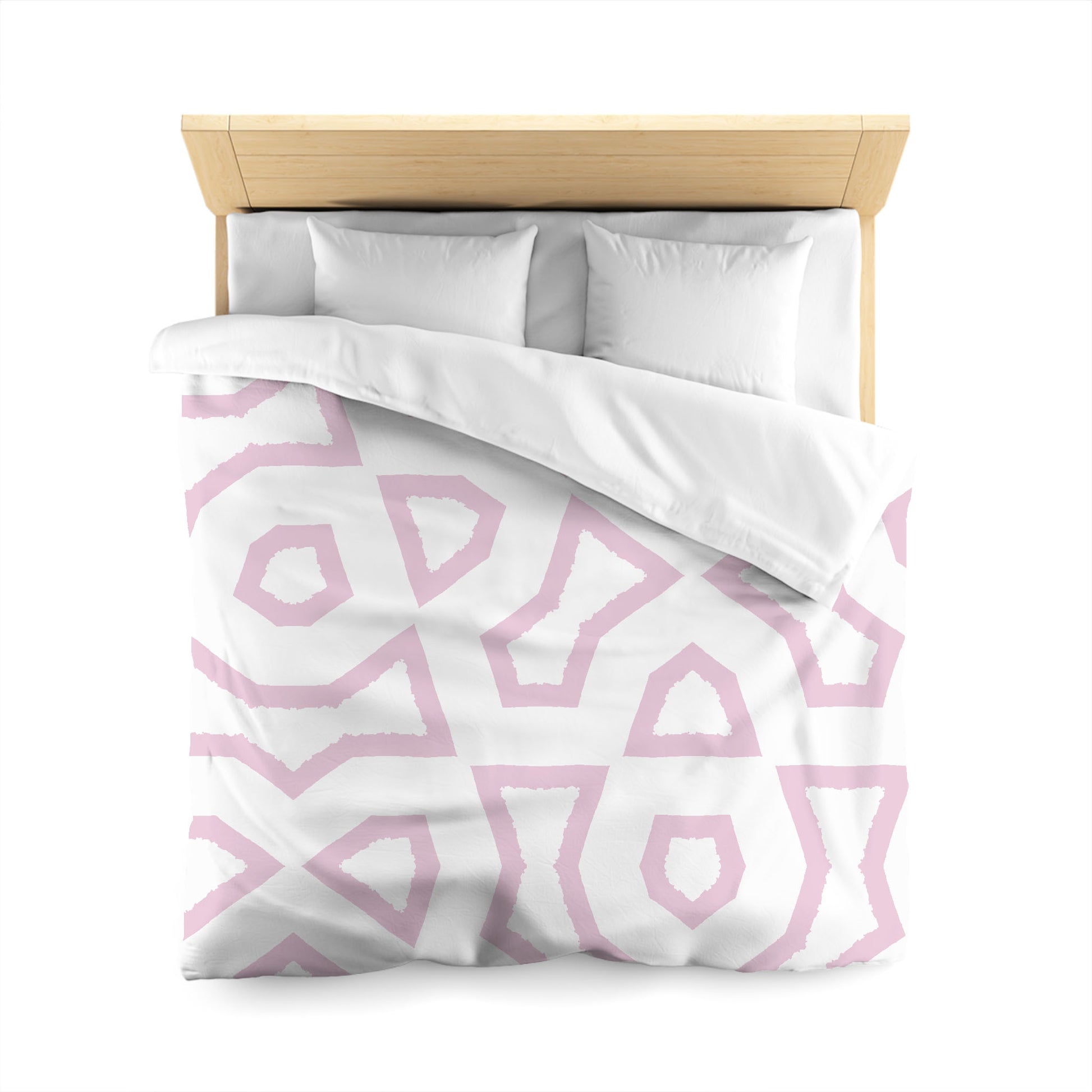 White Microfiber Duvet Cover, Bold Pink Graphic, Queen (width x length) 88 x 88 inches / 224 x 224 cm