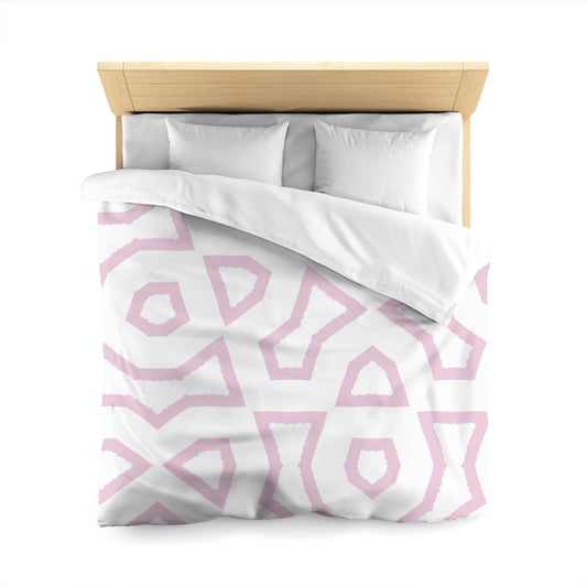 White Microfiber Duvet Cover, Bold Pink Graphic, Queen (width x length) 88 x 88 inches / 224 x 224 cm