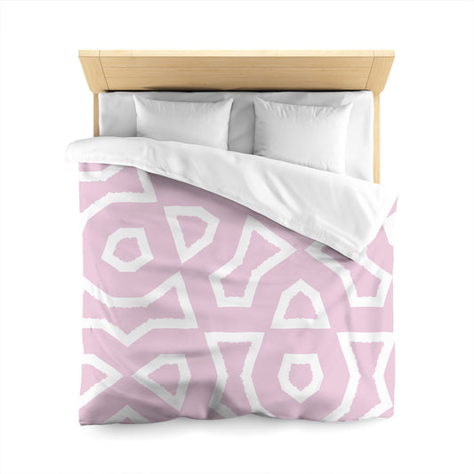 Pink Microfiber Duvet Cover, Bold White Graphic, Queen (width x length) 88 x 88 inches / 224 x 224 cm