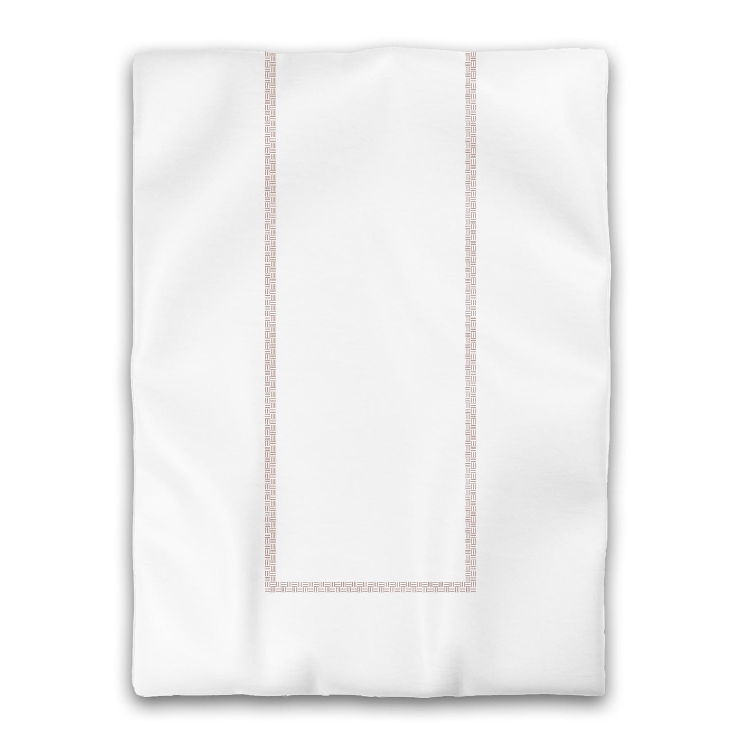 White Microfiber Duvet Cover, Salmon Double Weave Motif Print, Classic Border, Twin XL (width x length) 68 x 92 inches /  173 x 234 cm