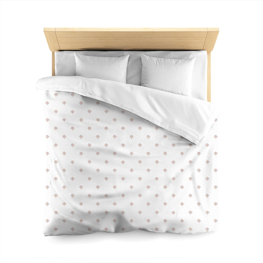 White Microfiber Duvet Cover, Salmon Hand-painted Swizzle Motif Print, Queen (width x length) 88 x 88 inches / 224 x 224 cm