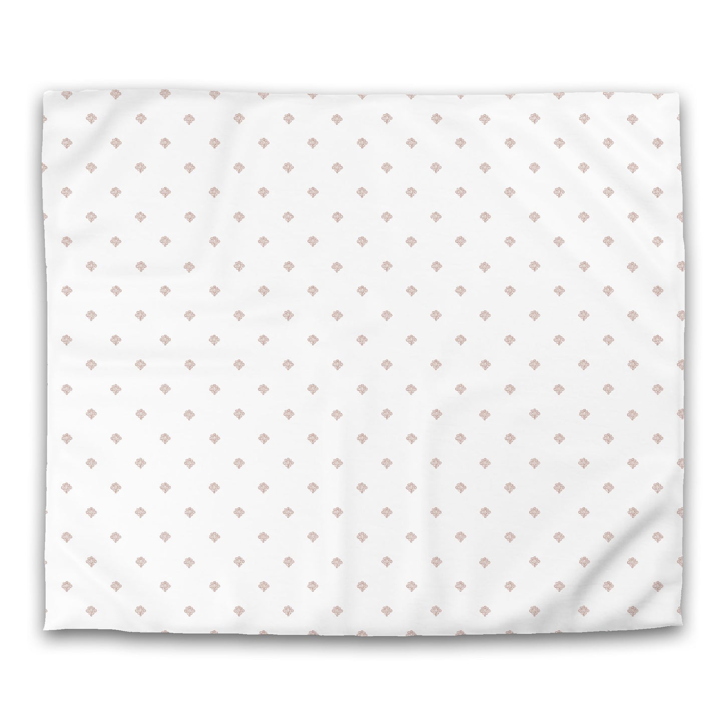 Off-white Cotton Sateen Duvet Cover, Salmon Hand-painted Swizzle Motif Print | CSDU-1139-171