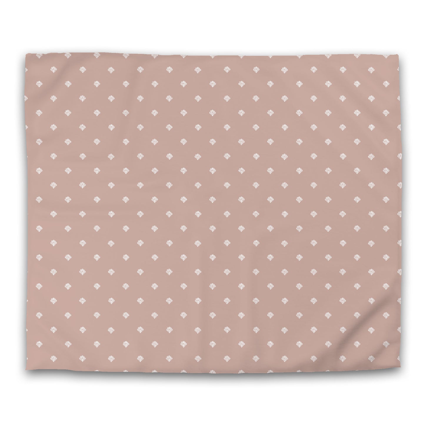 Salmon Microfiber Duvet Cover, White Hand-painted Swizzle Motif Print | MFDU-1139-172