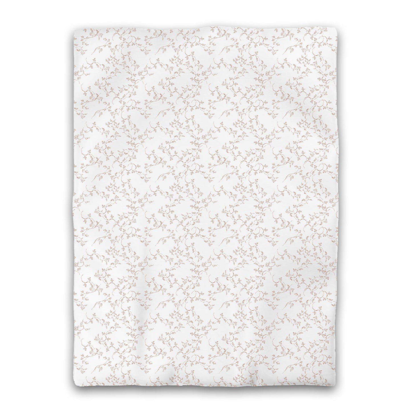 White Microfiber Duvet Cover, Salmon Hand-painted Vine Print, Twin XL (width x length) 68 x 92 inches /  173 x 234 cm