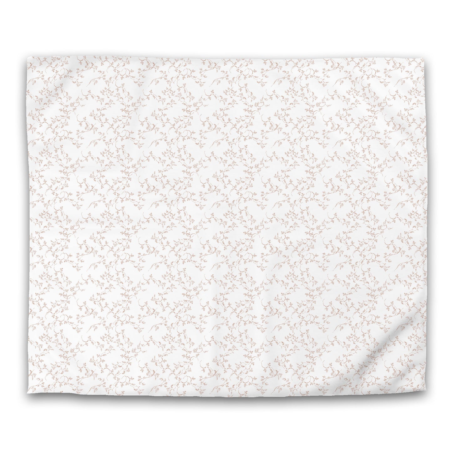 Off-white Cotton Sateen Duvet Cover, Salmon Hand-painted Vine Print | CSDU-1139-181
