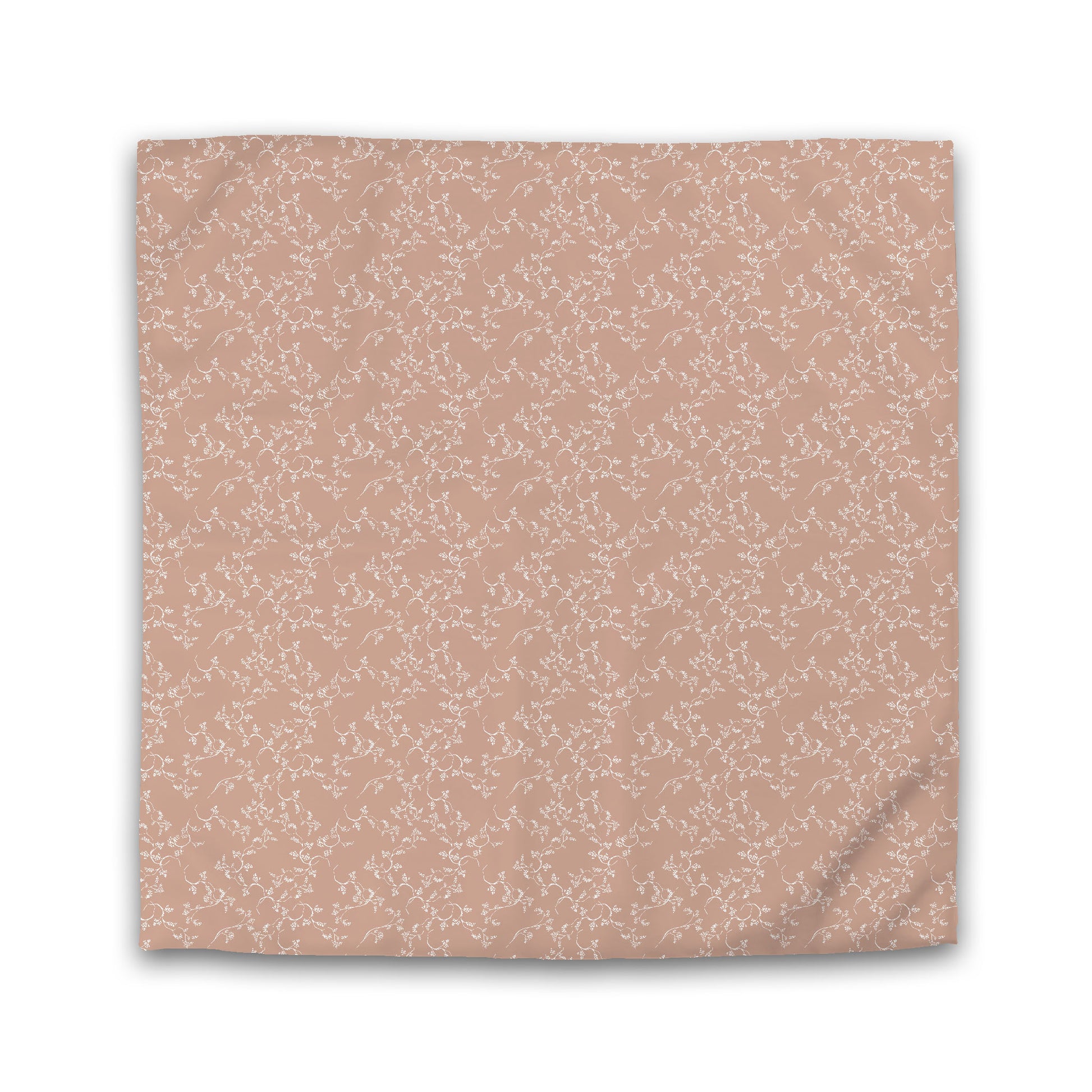 Salmon Cotton Sateen Duvet Cover, Off-white Hand-painted Vine Print, King (width x length) 106 x 92 inches / 269 x  234 cm
