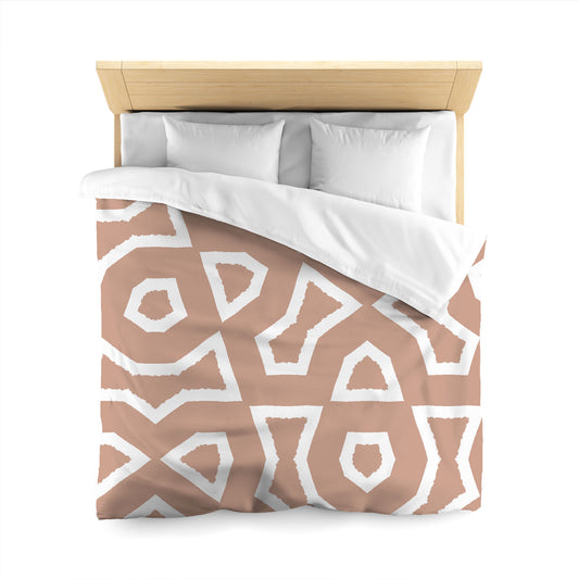 Salmon Microfiber Duvet Cover, Bold White Graphic, Queen (width x length) 88 x 88 inches / 224 x 224 cm