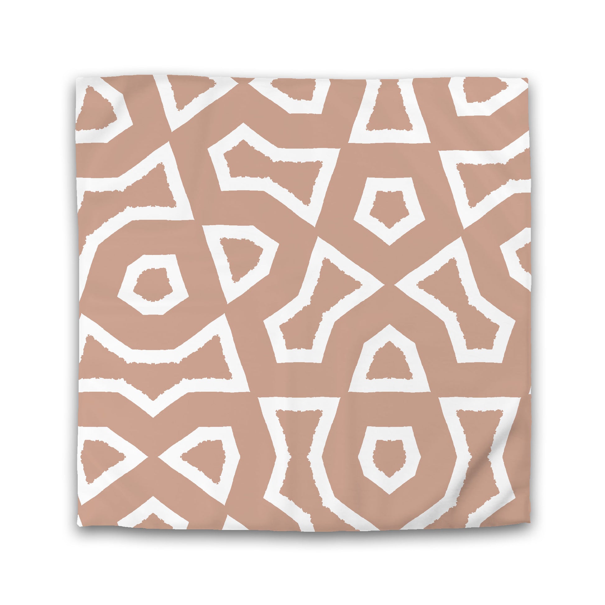 Salmon Cotton Sateen Duvet Cover, Bold Off-white Graphic, King (width x length) 106 x 92 inches / 269 x  234 cm