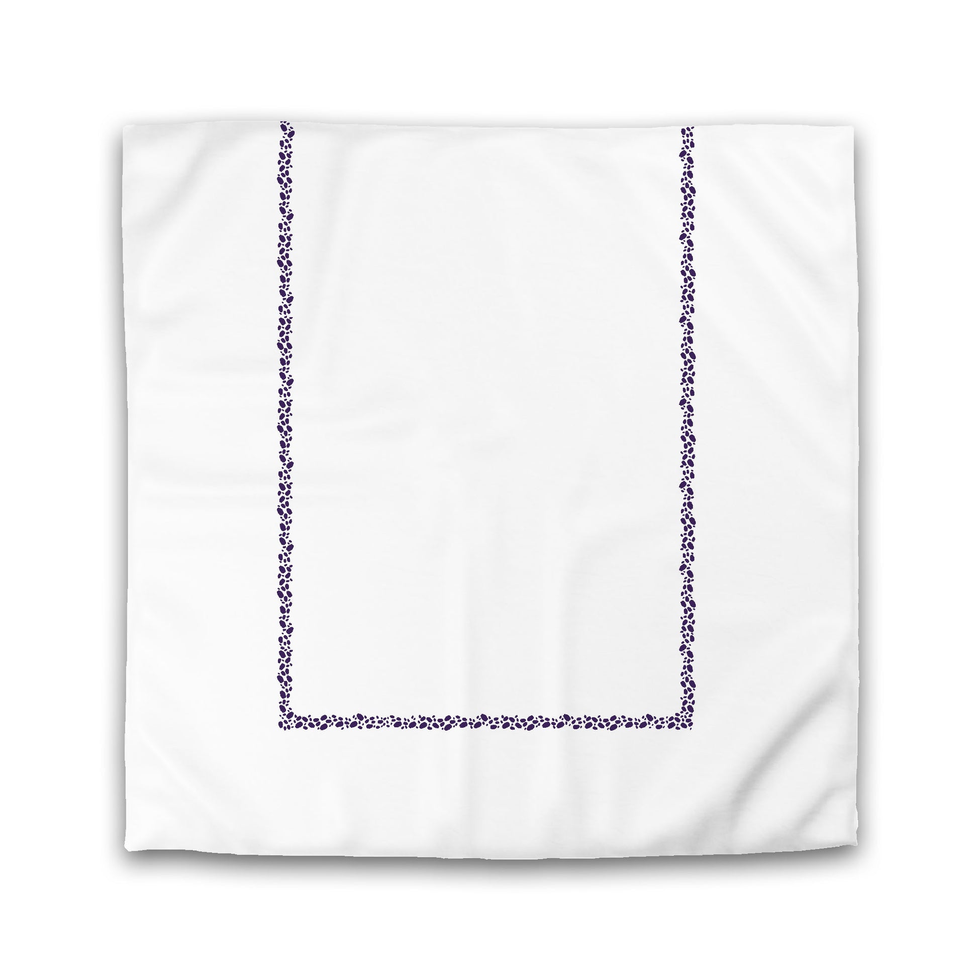 White Microfiber Duvet Cover, Purple Hand-painted Dab Motif Print, Classic Border, King (width x length) 104 x 88 inches / 264 x 224 cm