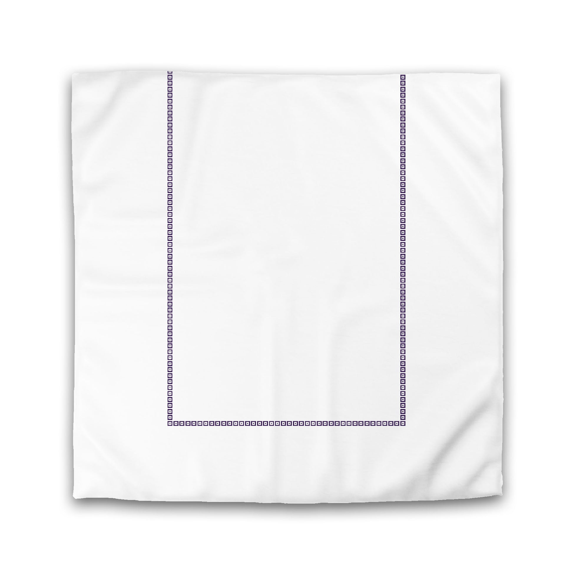 White Microfiber Duvet Cover, Purple Repeating Square Motif Print, Classic Border, King (width x length) 104 x 88 inches / 264 x 224 cm
